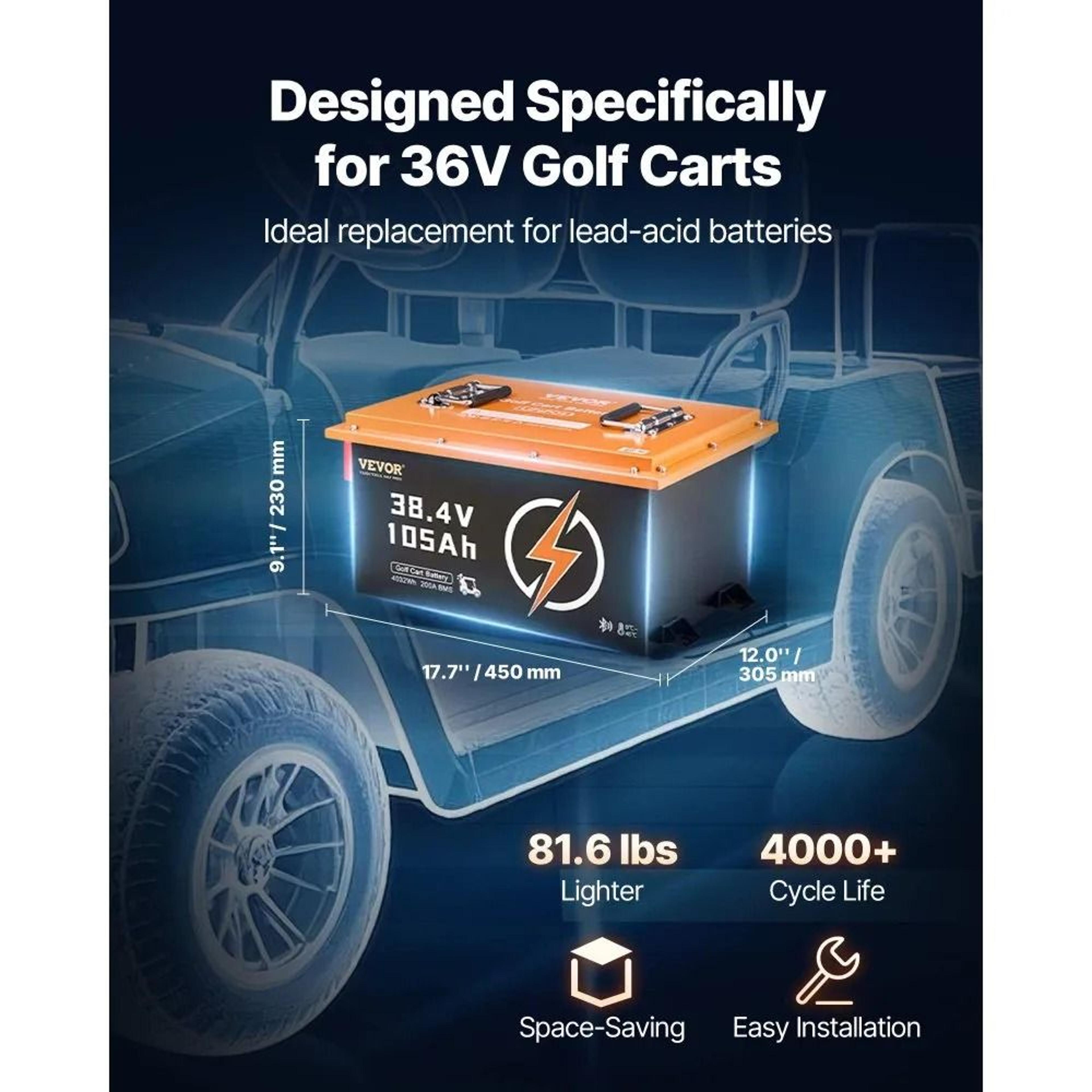 36V 105Ah LiFePO4 Golf Cart Lithium Battery With 200A BMS And Touchscreen Monitor 3