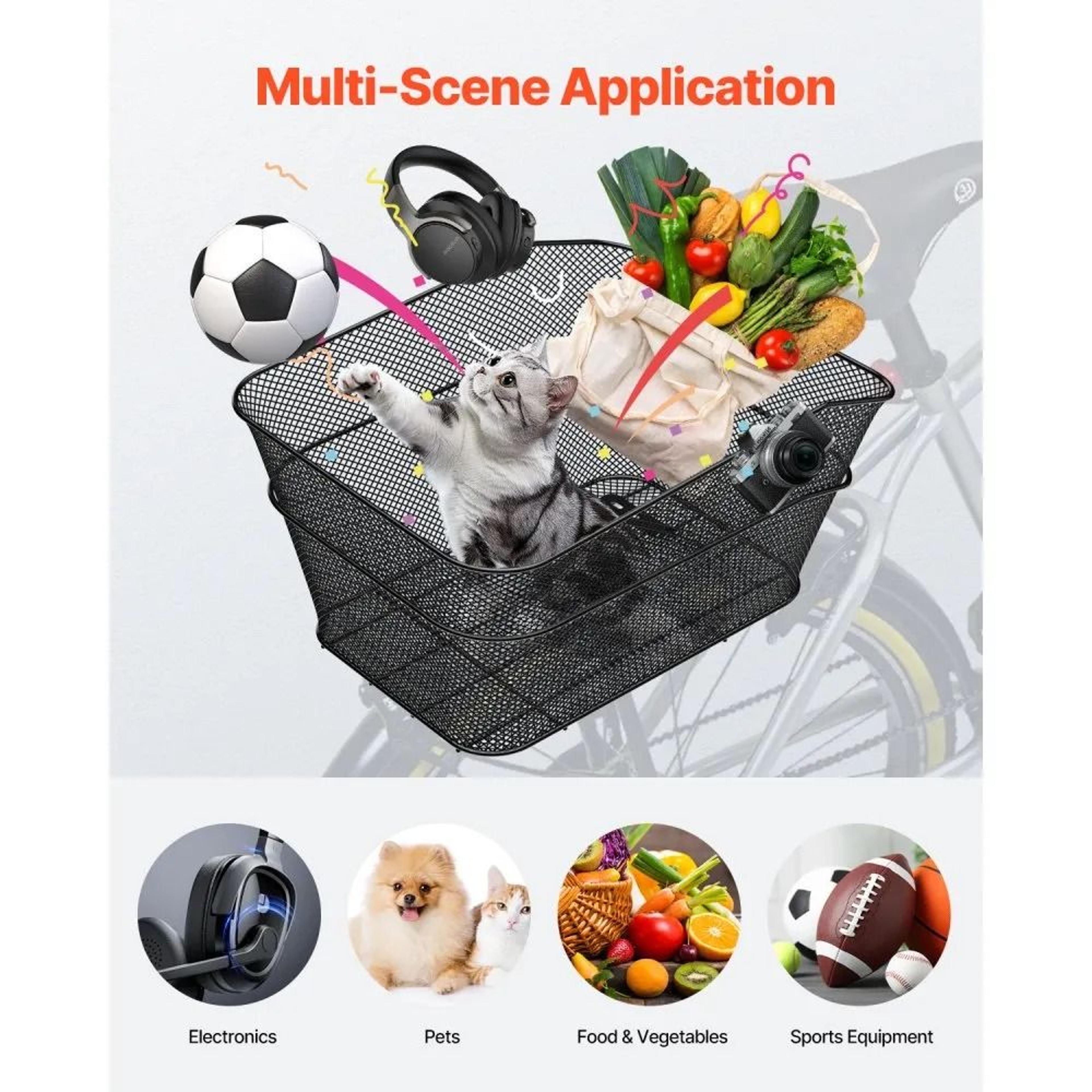 Rear Bike Basket With Wire Mesh Design And 50 Lb Capacity 3