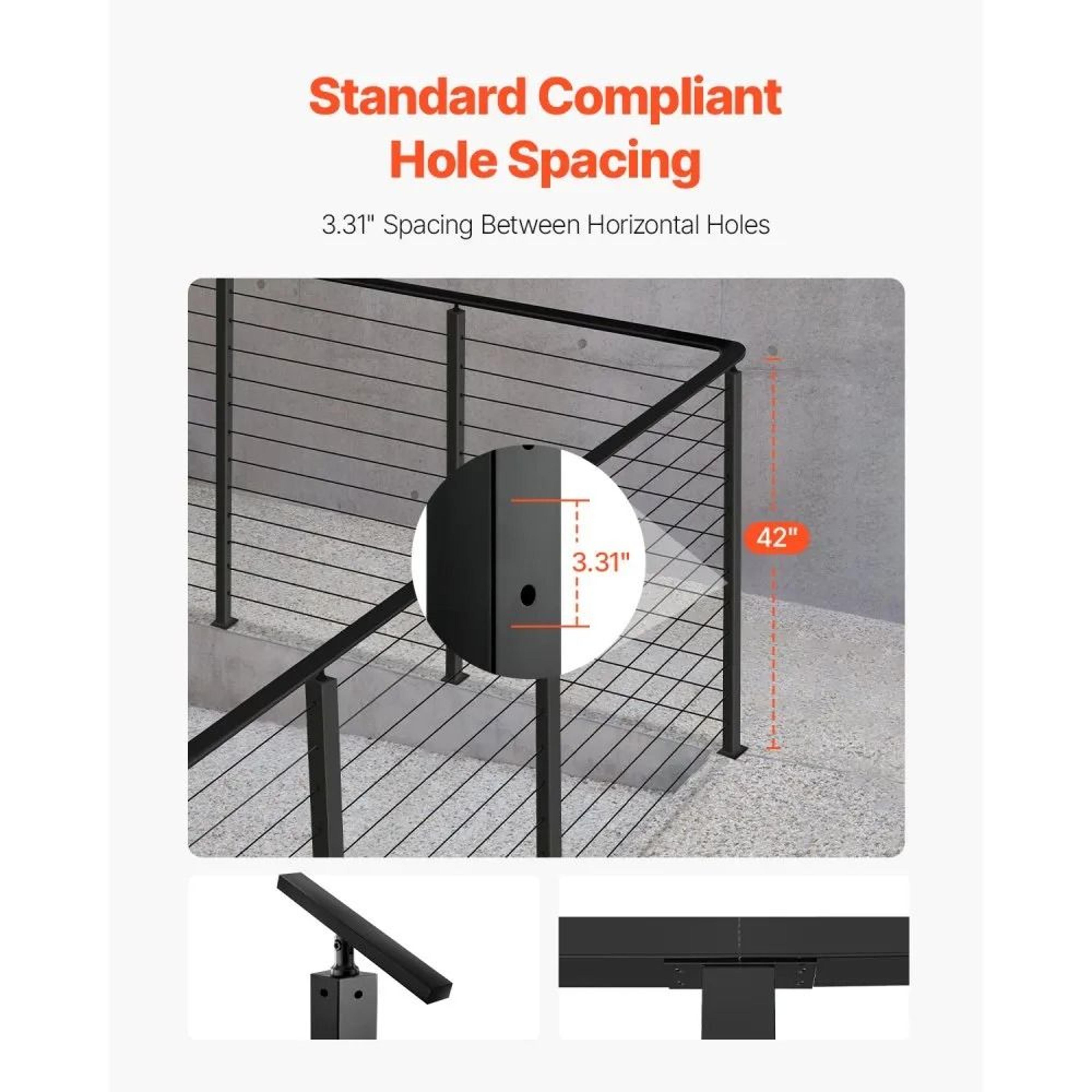 42Inch Stainless Steel Cable Railing Corner Post With LShaped Holes 1