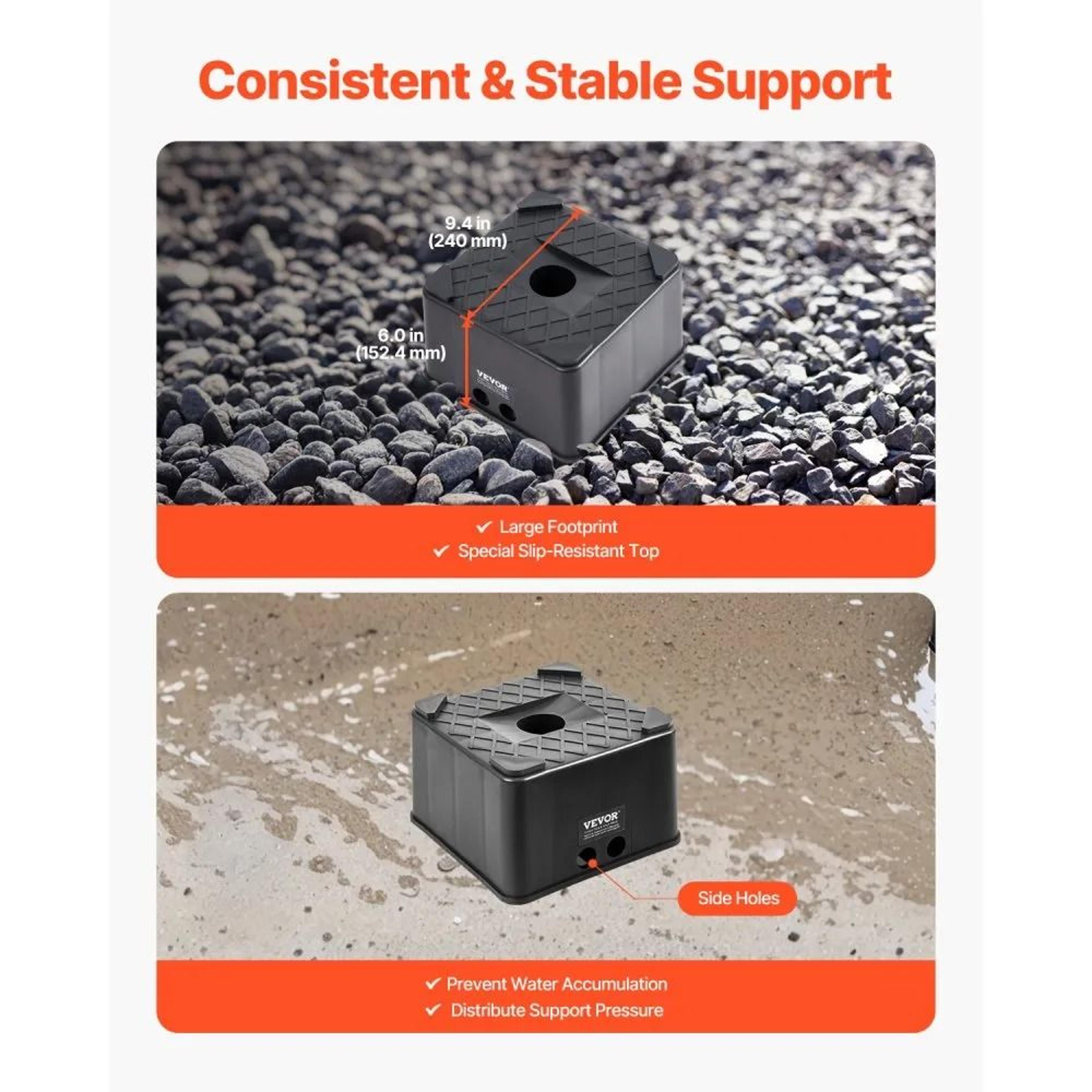 Heavy Duty RV Leveling Block 6 Inch Trailer Jack Stand With 6000 Lb Capacity 4