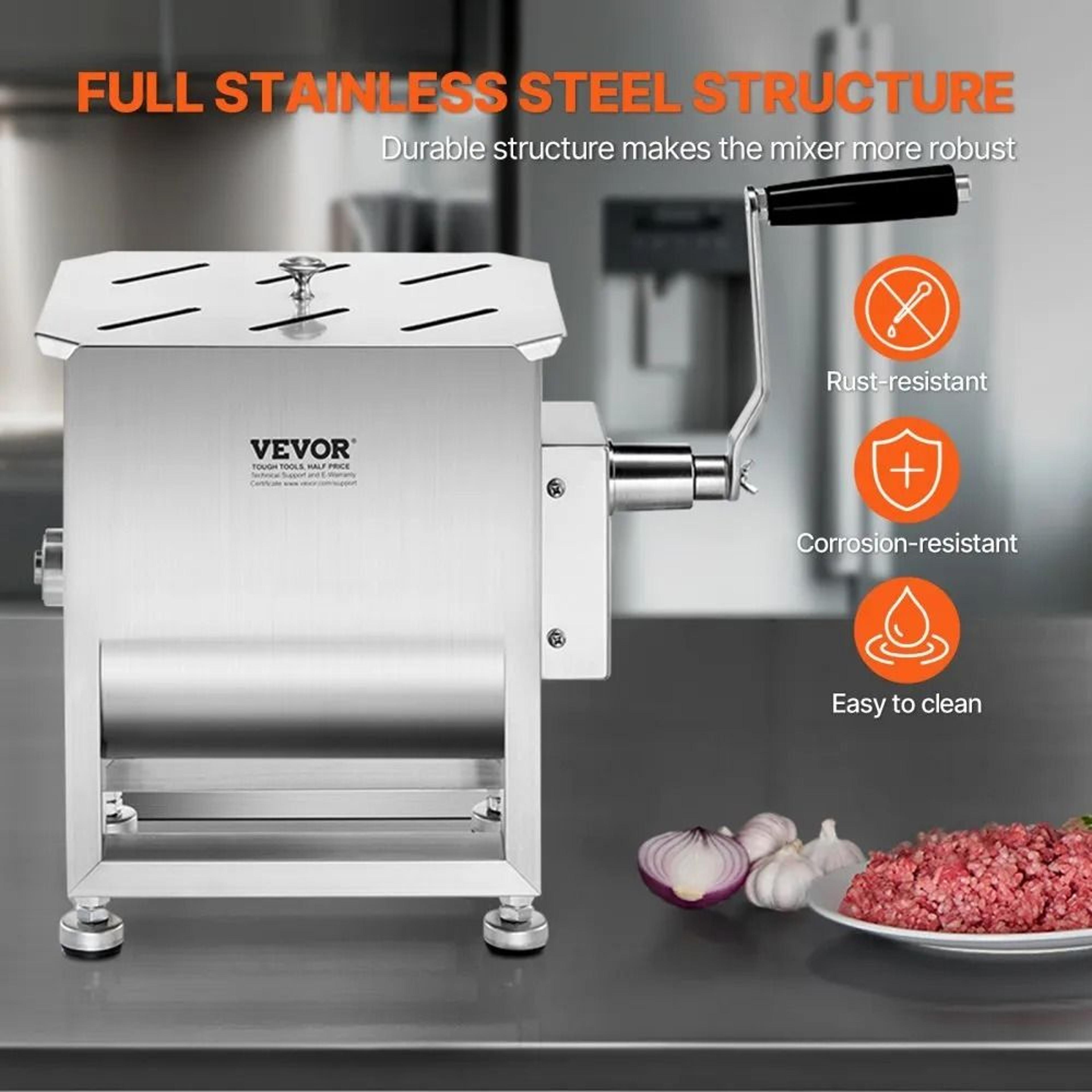 Manual Meat Mixer With 10L Stainless Steel Tank And 15 Lb Mixing Capacity 3
