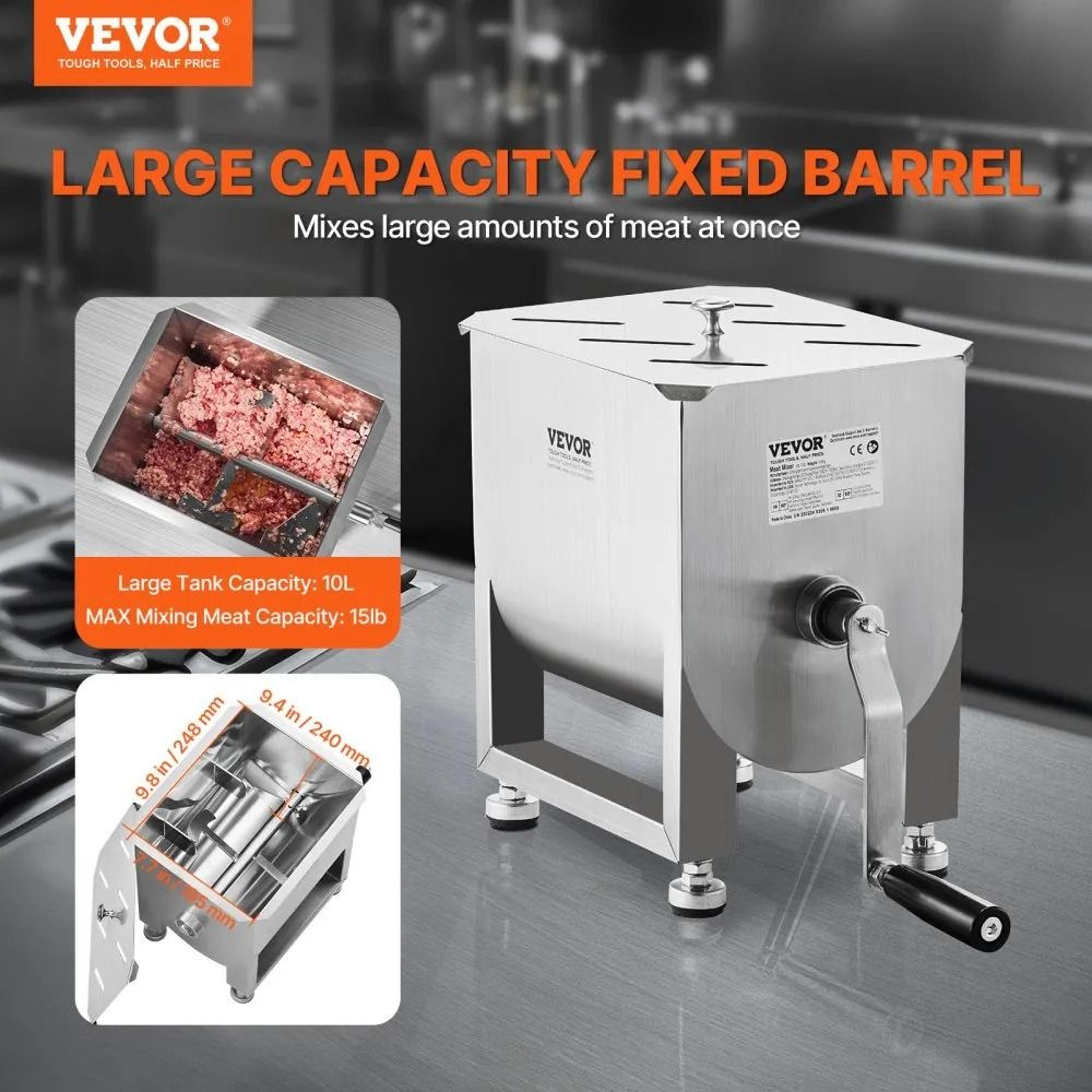 Manual Stainless Steel Meat Mixer With Hand Crank And 15 Lb Mixing Capacity 1