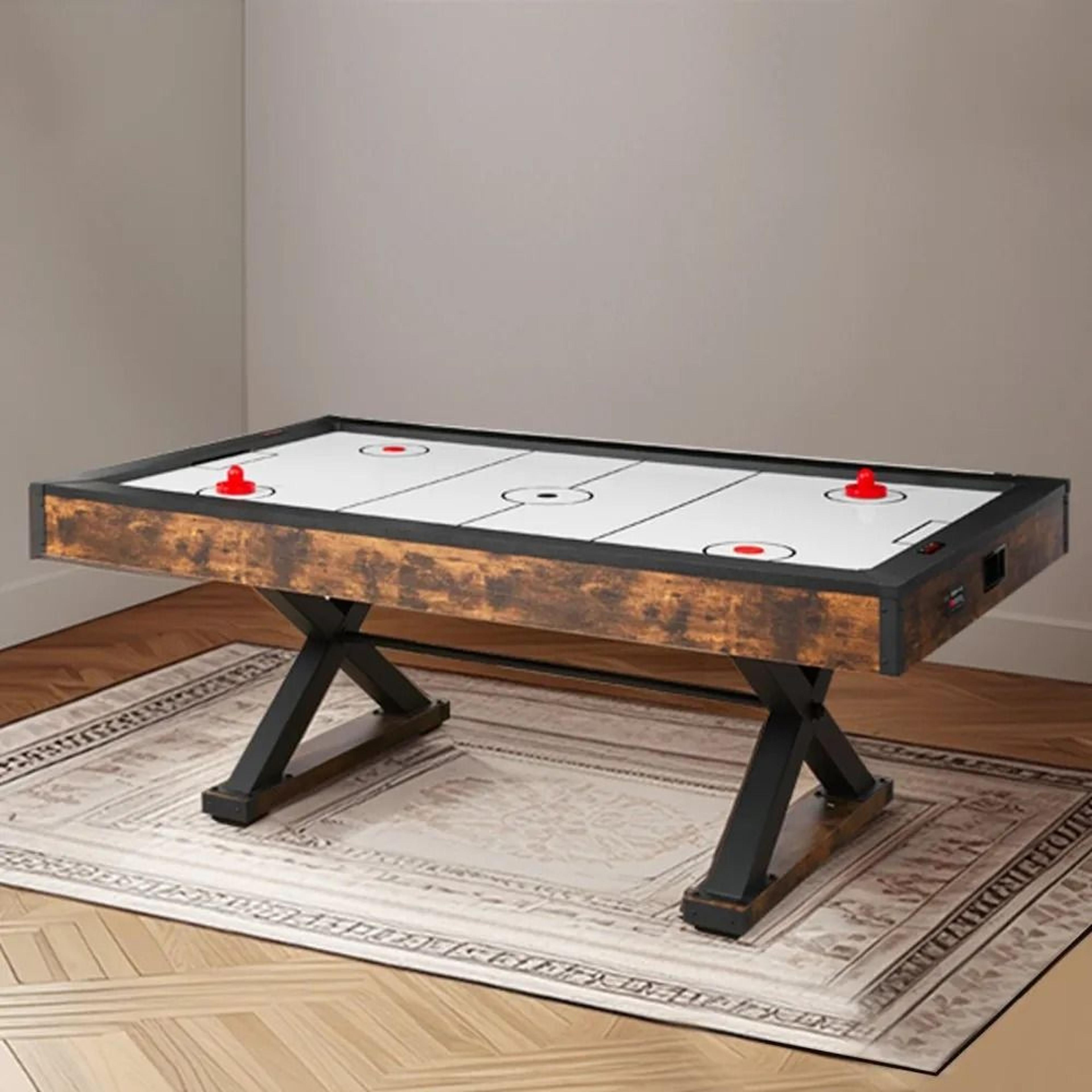 84Inch Air Hockey Table With Electronic Scorer And Rustic Wood Design 6