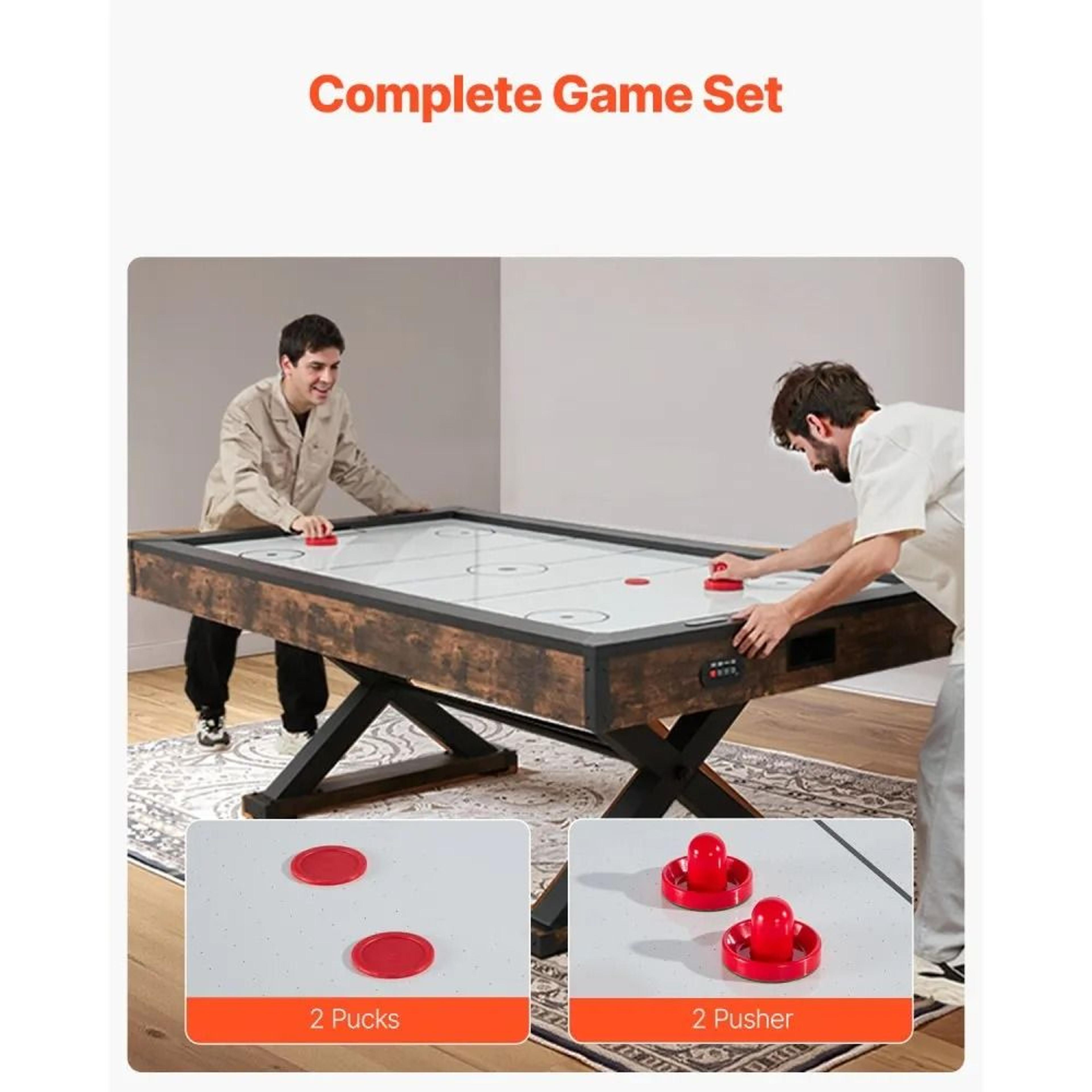 84Inch Air Hockey Table With Electronic Scorer And Rustic Wood Design 5