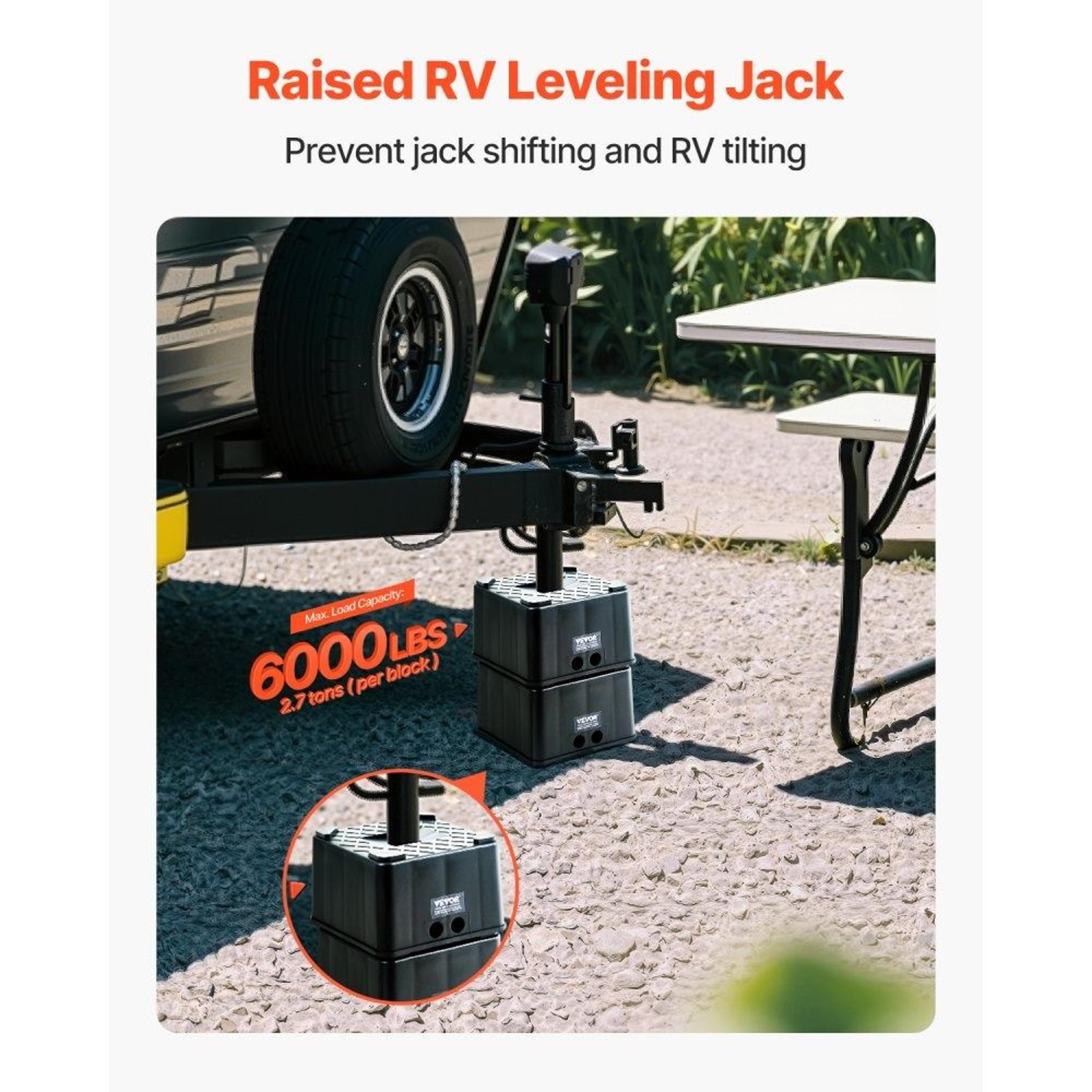Heavy Duty RV Trailer Jack Blocks 6Inch Leveling Supports 6000 Lbs Capacity 2Pack 1