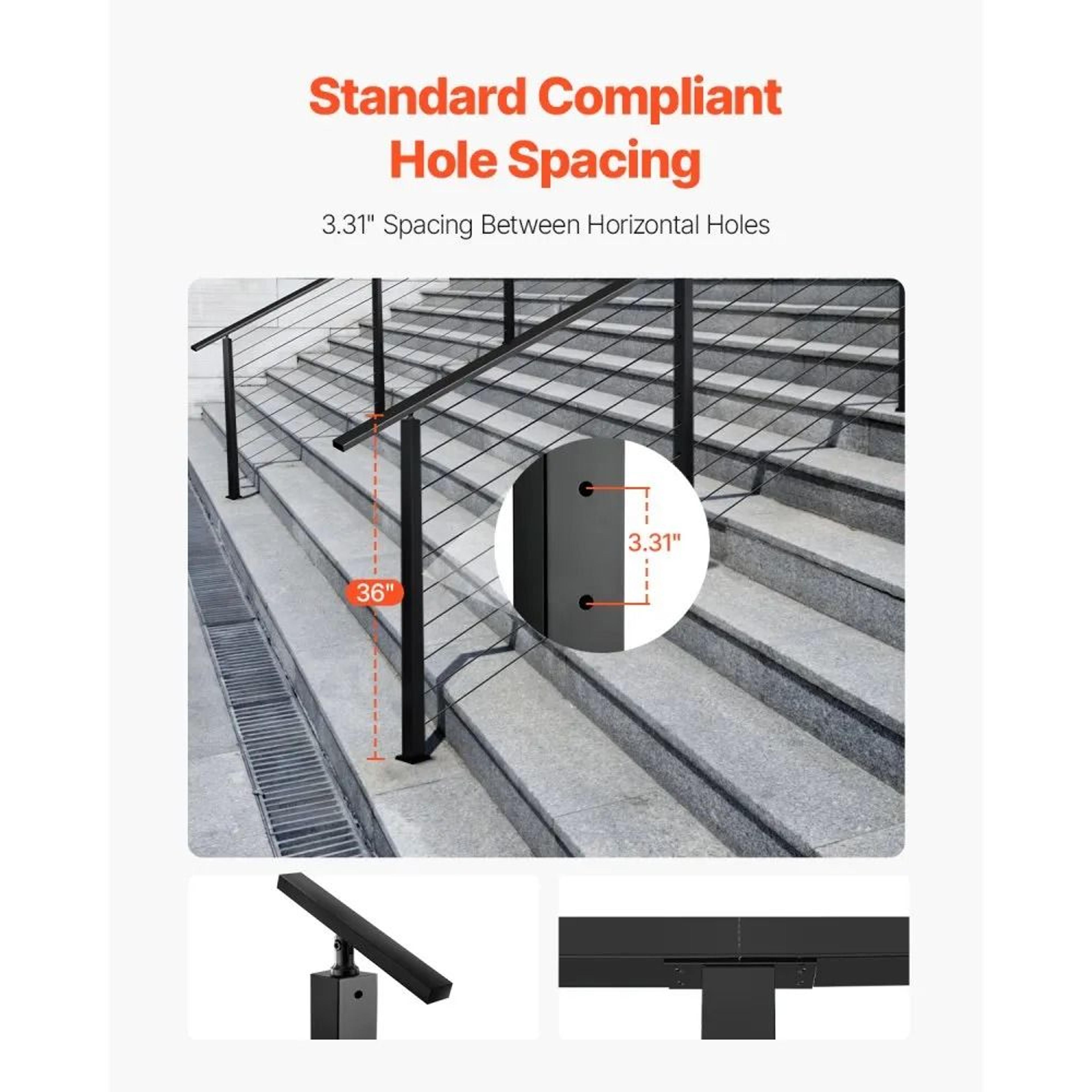 Stainless Steel Cable Railing Post With Angled Holes And Brackets 1