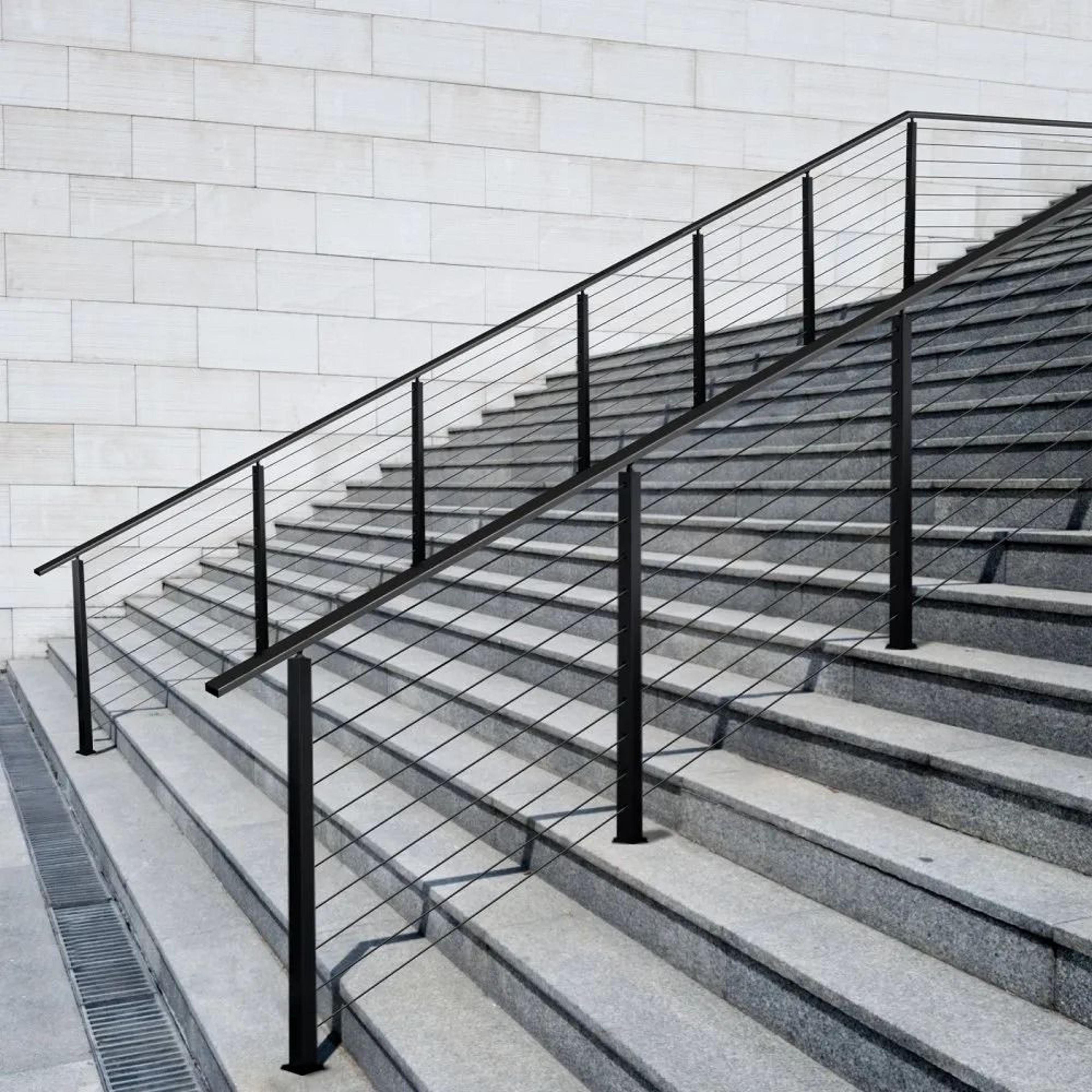 Stainless Steel Cable Railing Post With Angled Holes And Brackets 4