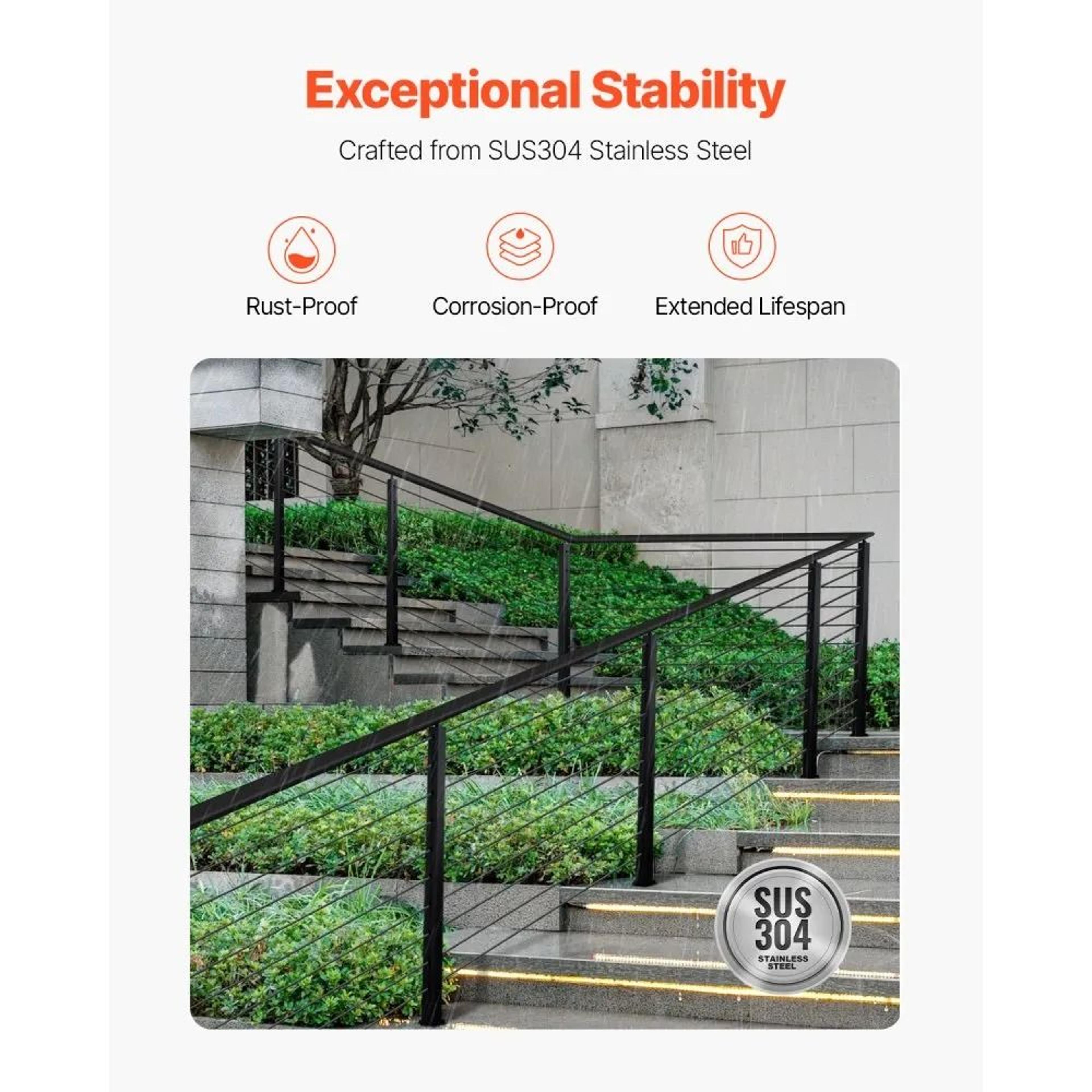 Stainless Steel Cable Railing Post With Angled Holes And Brackets 2