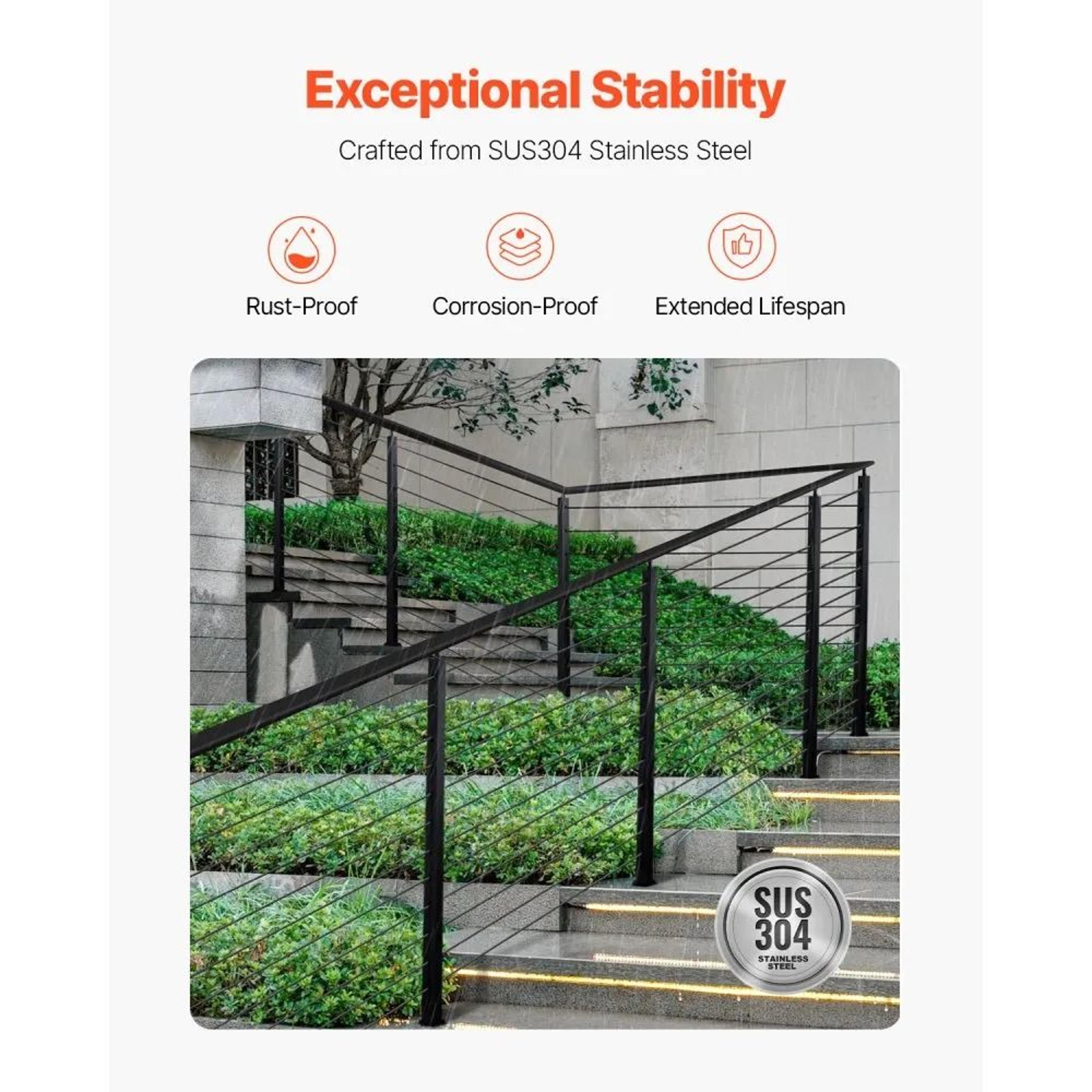Stainless Steel Cable Railing Post With Angled Holes And Bracket 3