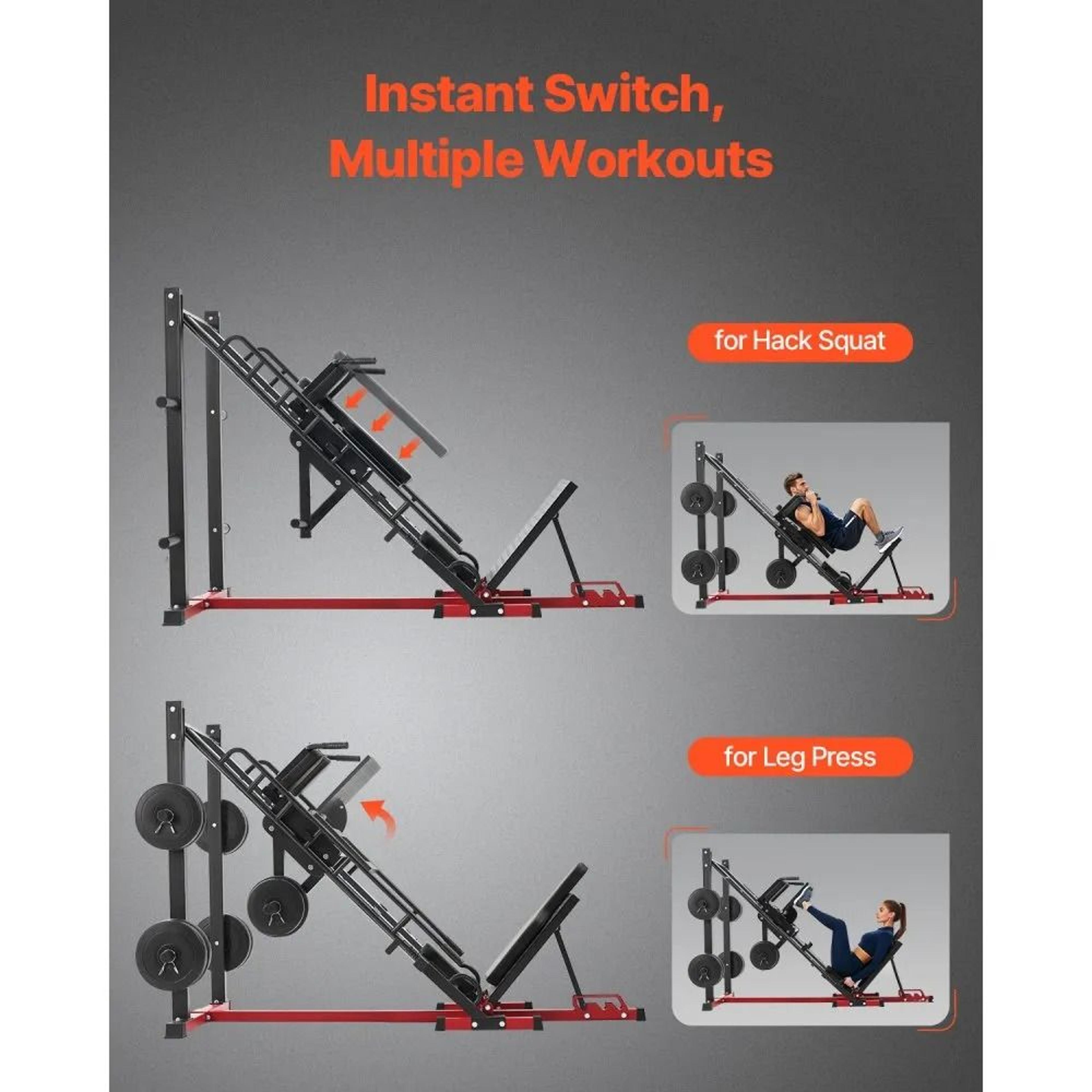 Leg Press Hack Squat Machine With Adjustable Backrest And Linear Bearings 2