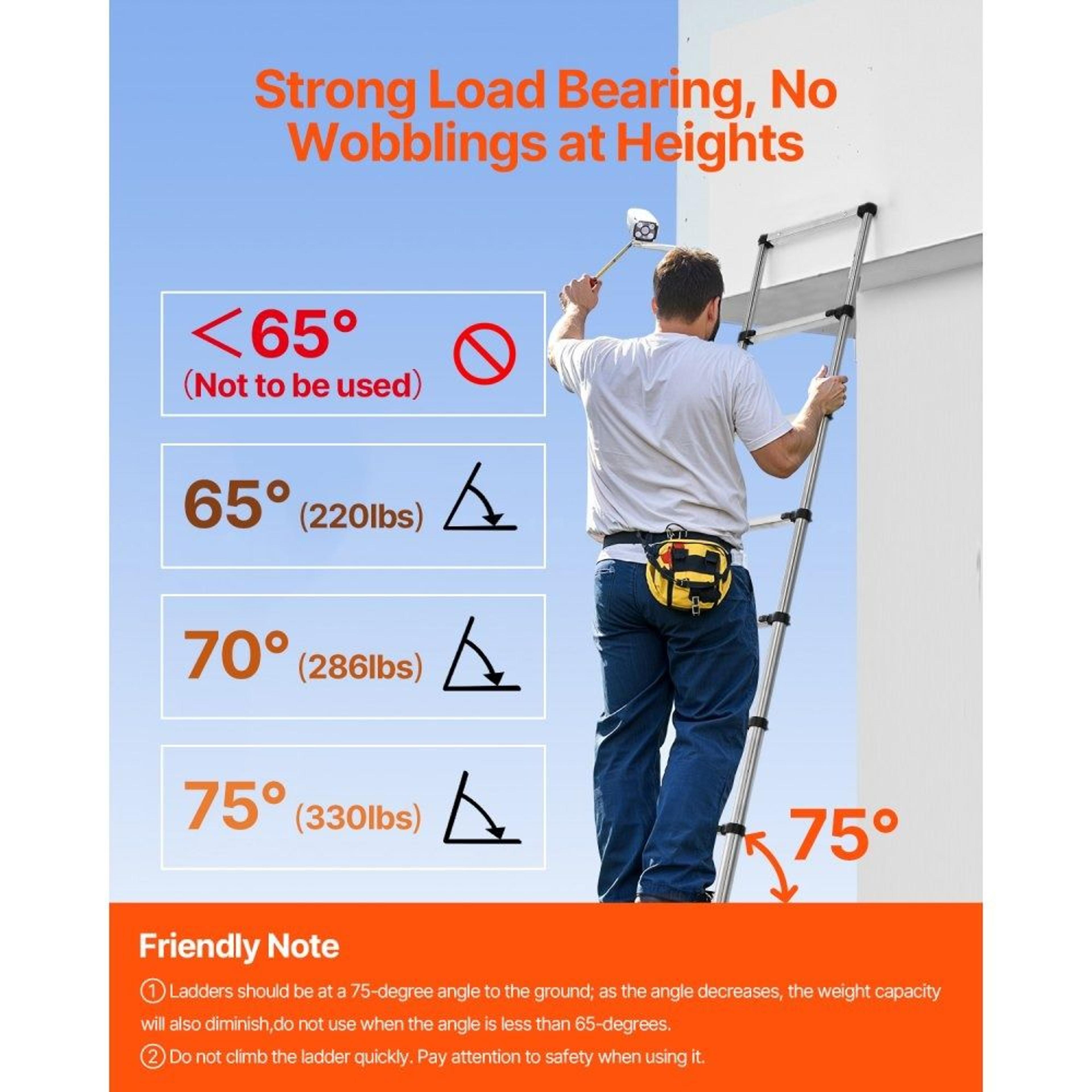 833 Ft Stainless Steel Telescoping Ladder With 9 Steps And 330 Lb Capacity 5