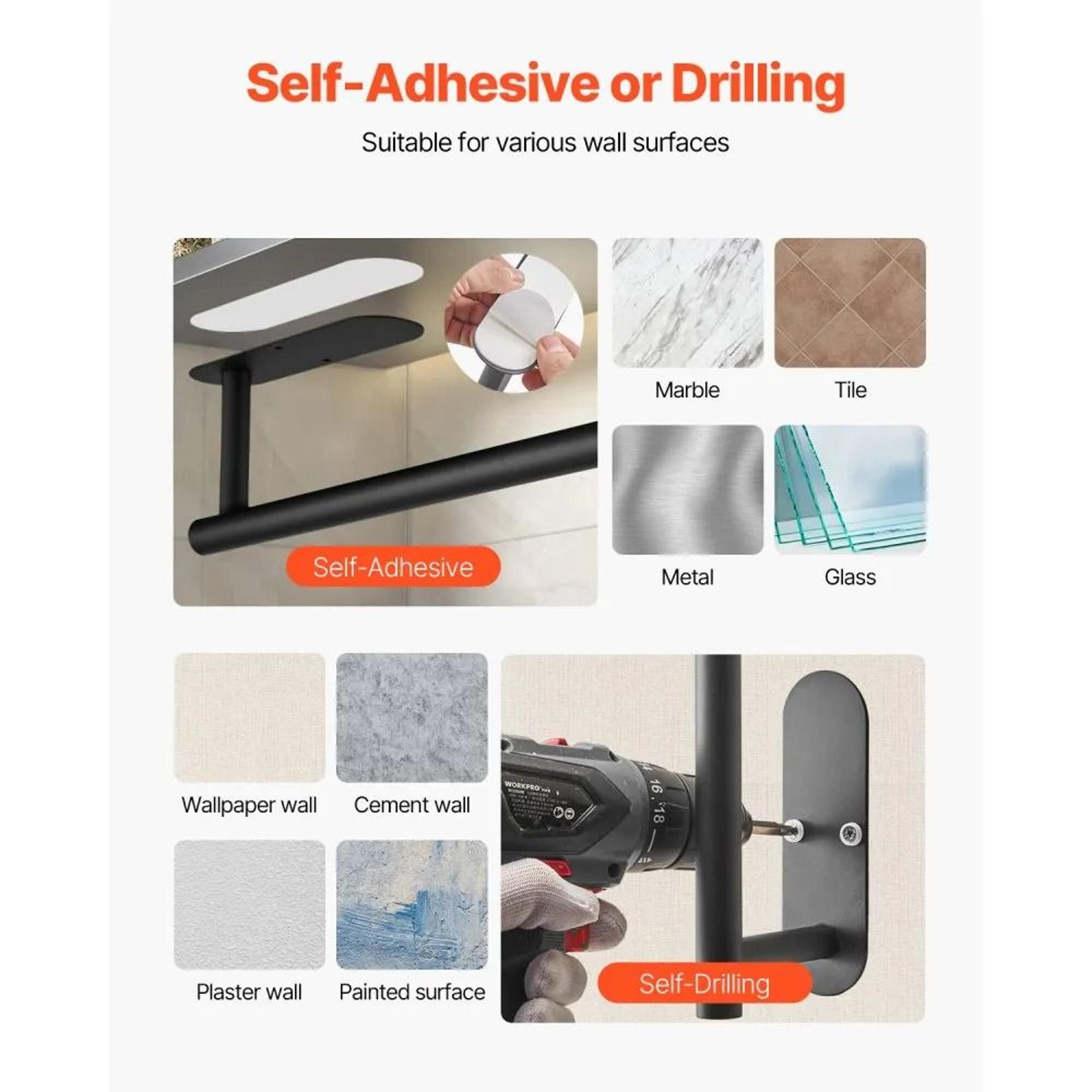 Stainless Steel Paper Towel Holder Under Cabinet With Adhesive Or Drill Mount 5