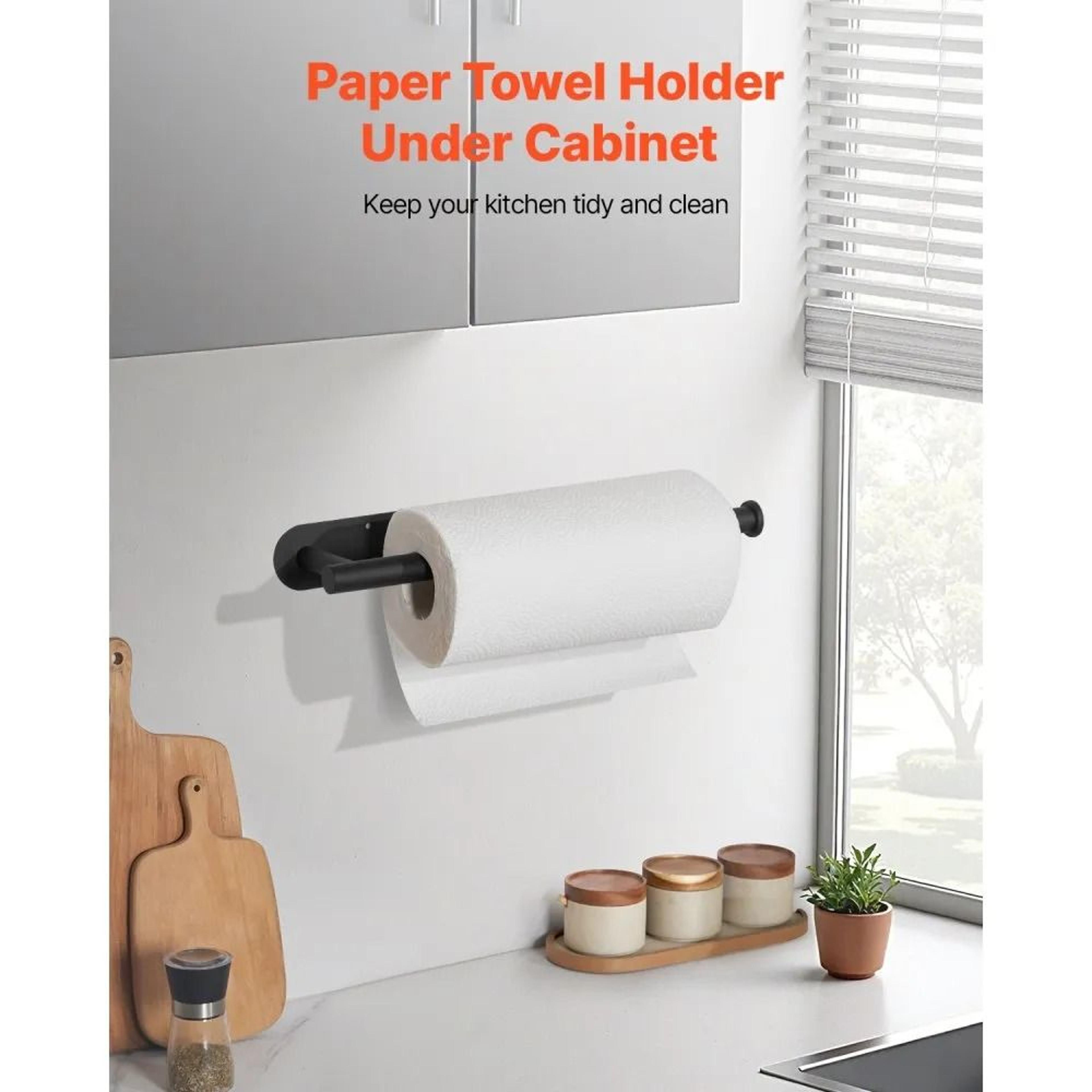 Stainless Steel Paper Towel Holder Under Cabinet With Adhesive Or Drill Mount 1