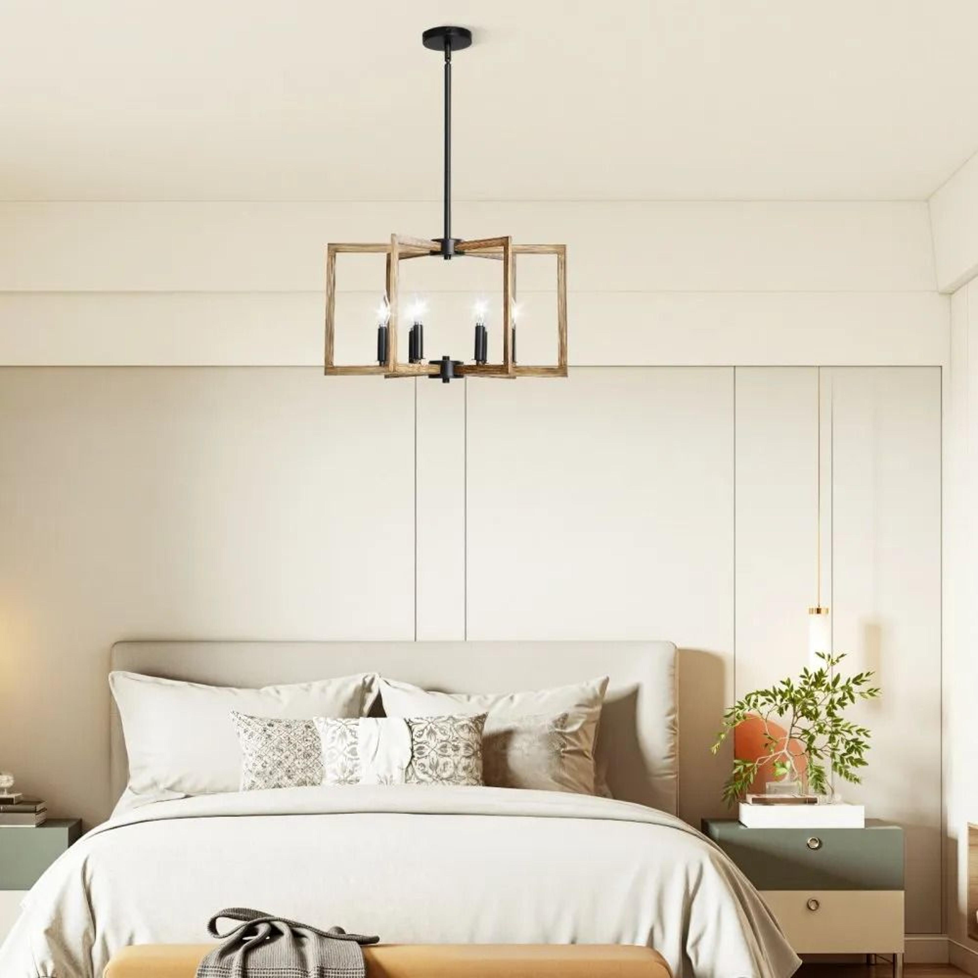 6Light Farmhouse Chandelier With Adjustable Height And Black Metal Frame 5