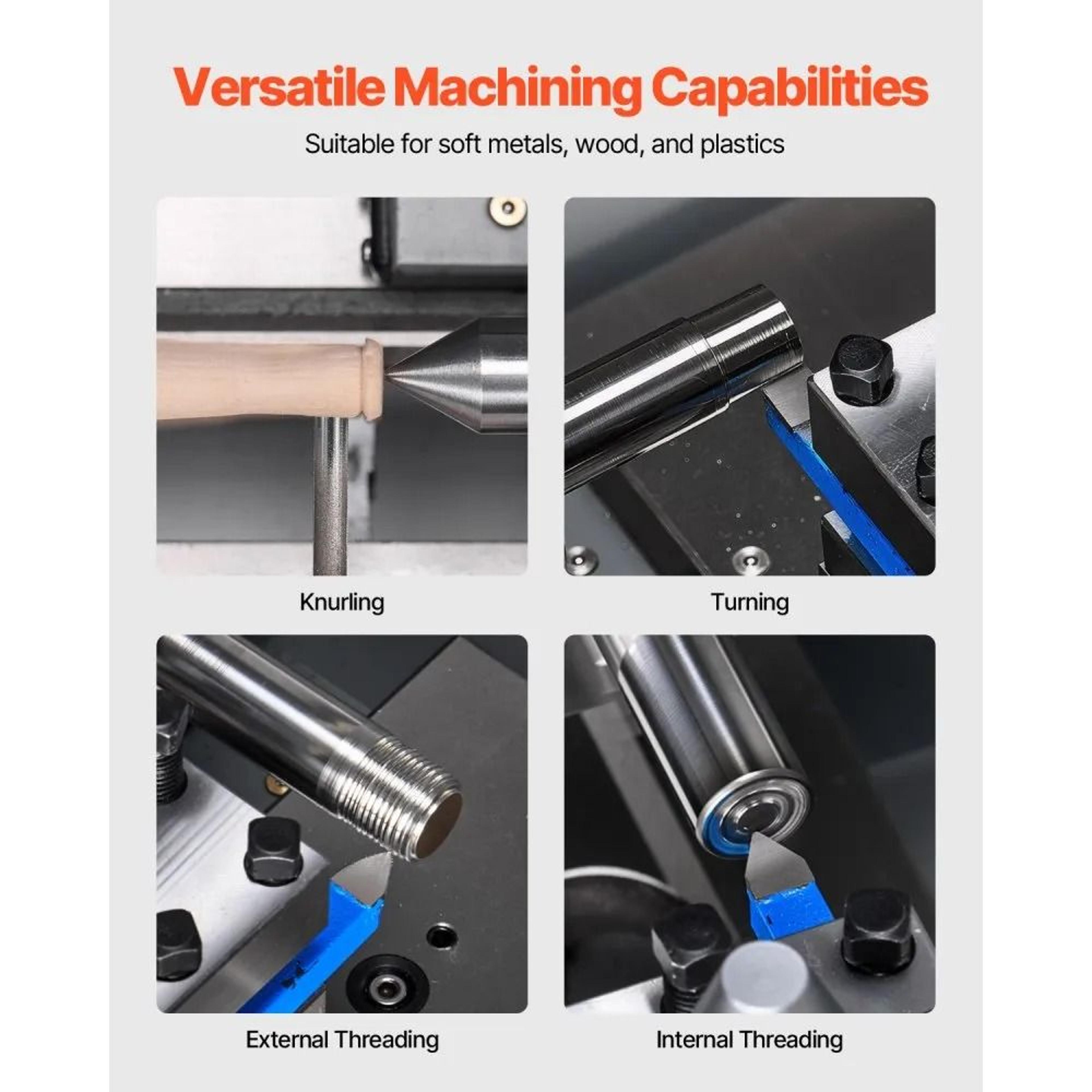 550W Benchtop Metal Lathe Machine With 8 X 16 Inch Capacity And Variable Speed 5