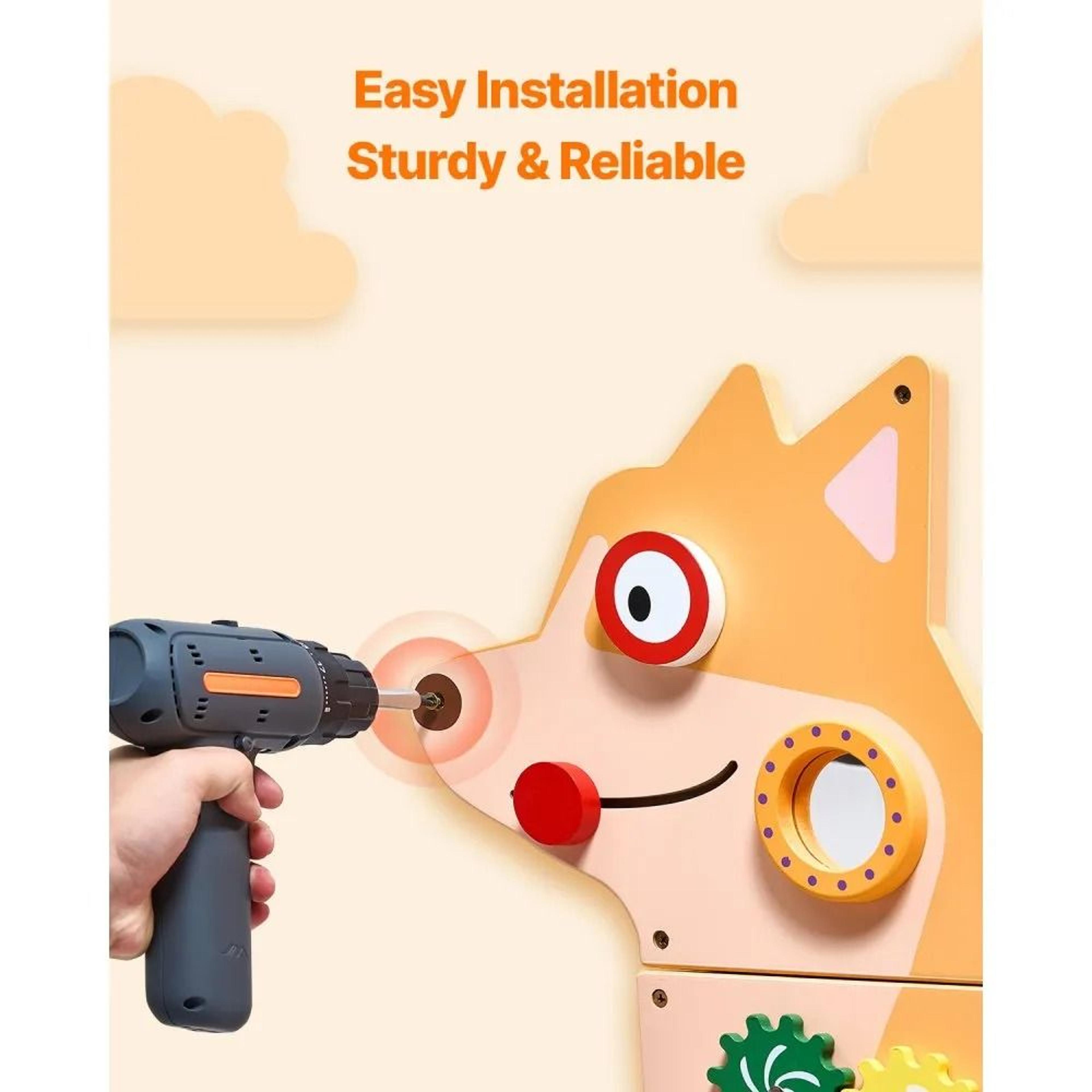 Montessori Puppy Activity Wall Busy Board With 12 Sensory Learning Activities 1