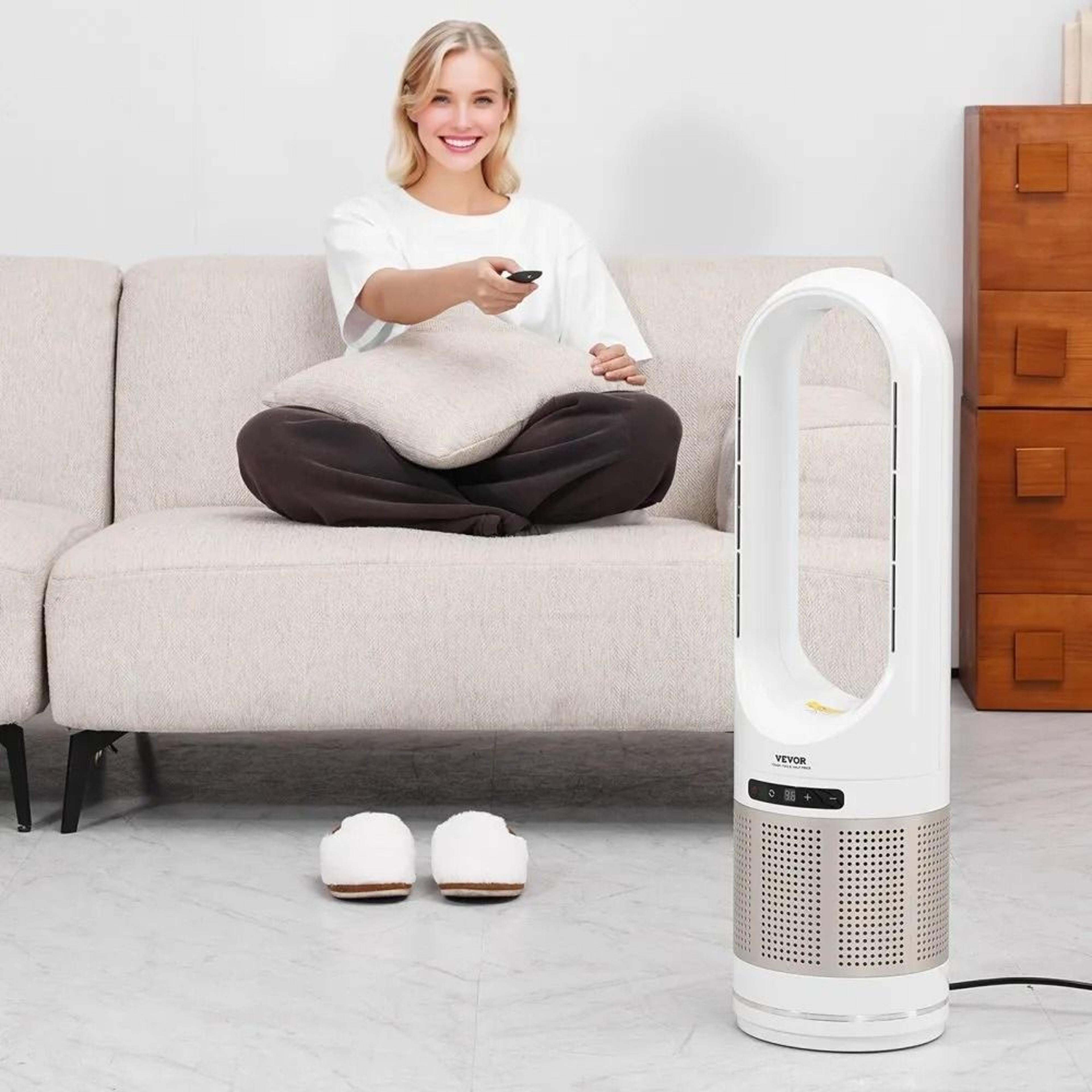 Bladeless Tower Fan With HEPA Air Purifier 80 Oscillation And Remote Control 6