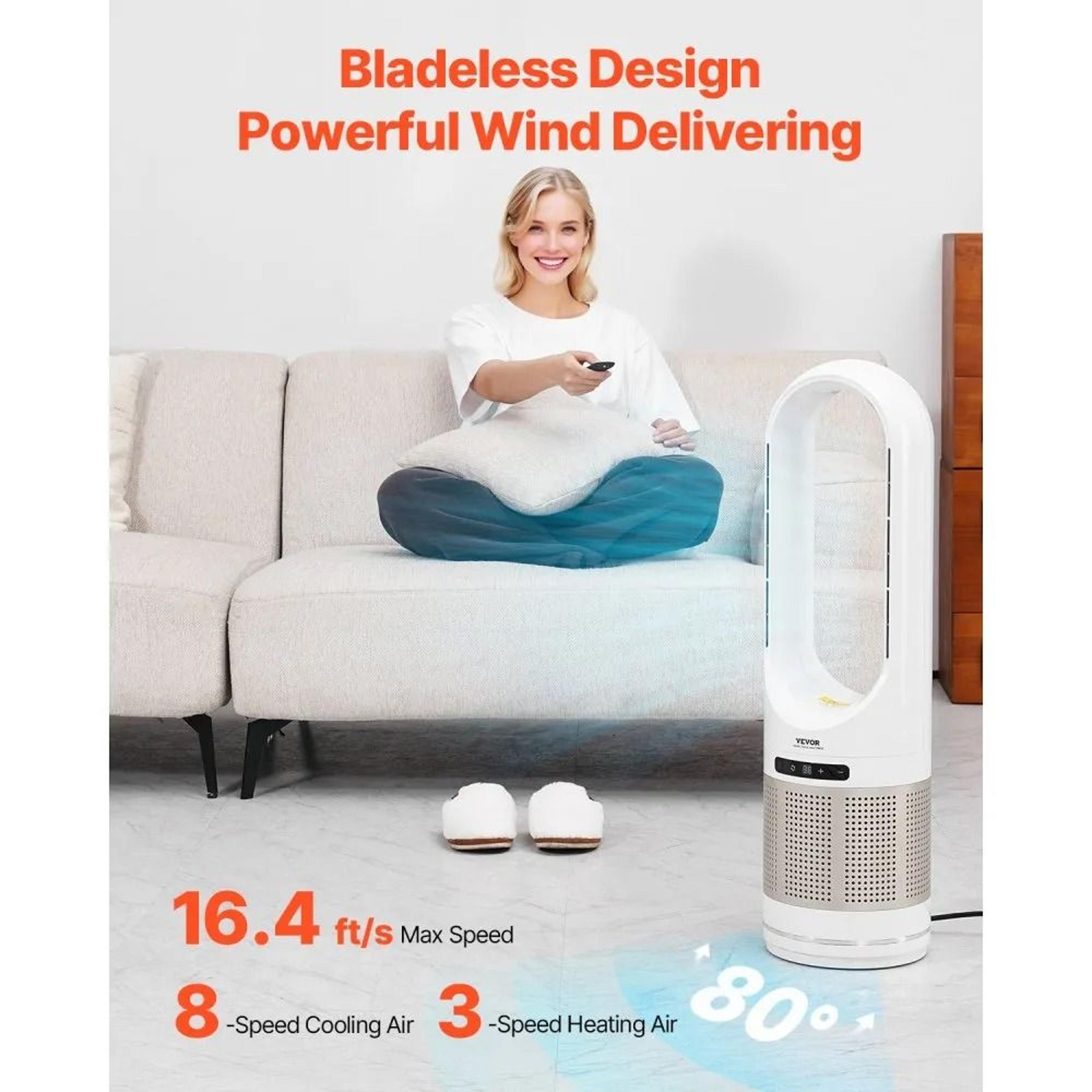 Bladeless Tower Fan With HEPA Air Purifier 80 Oscillation And Remote Control 1