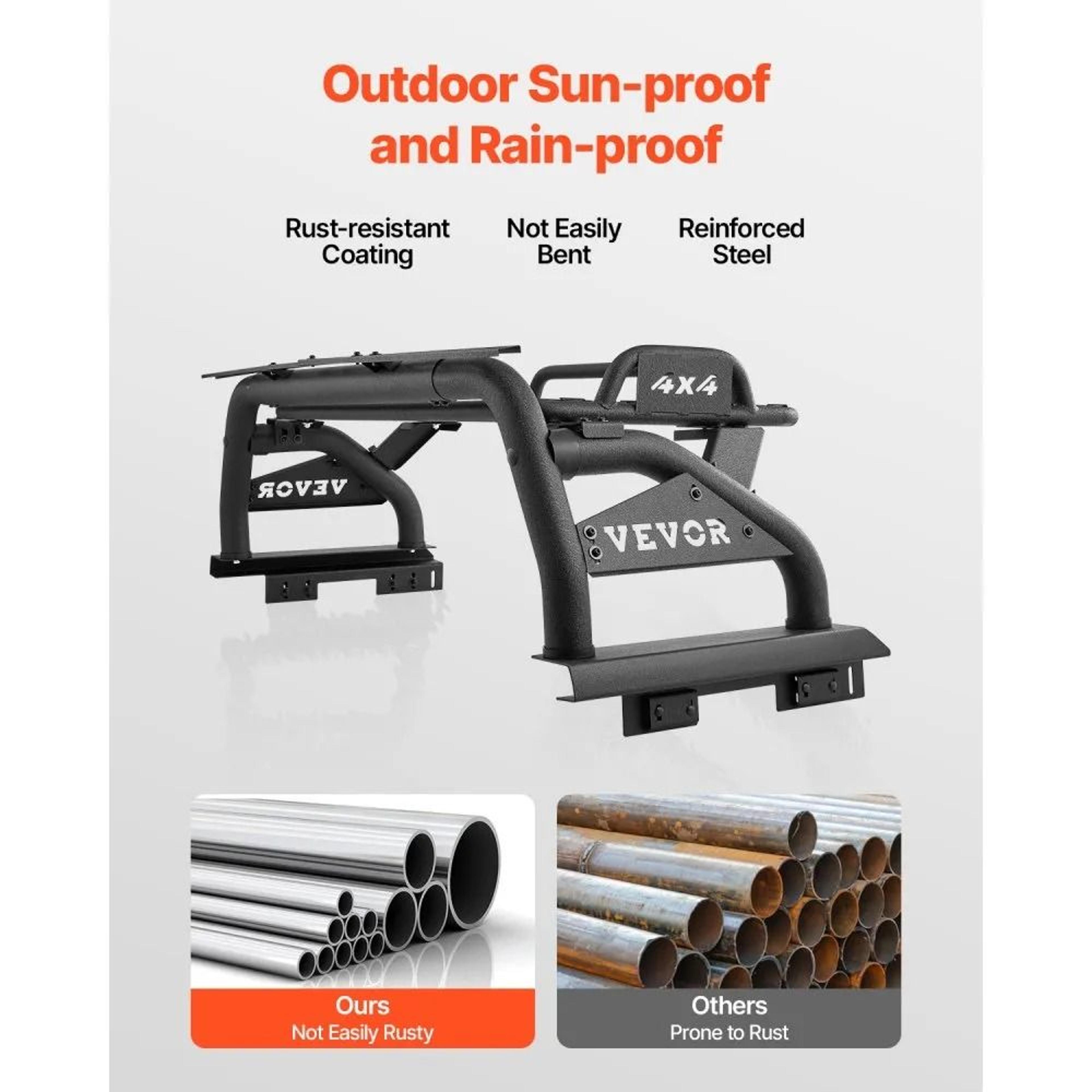 Adjustable Truck Bed Roll Bar With 150 Lb Luggage Rack For FullSize Pickup Trucks 4