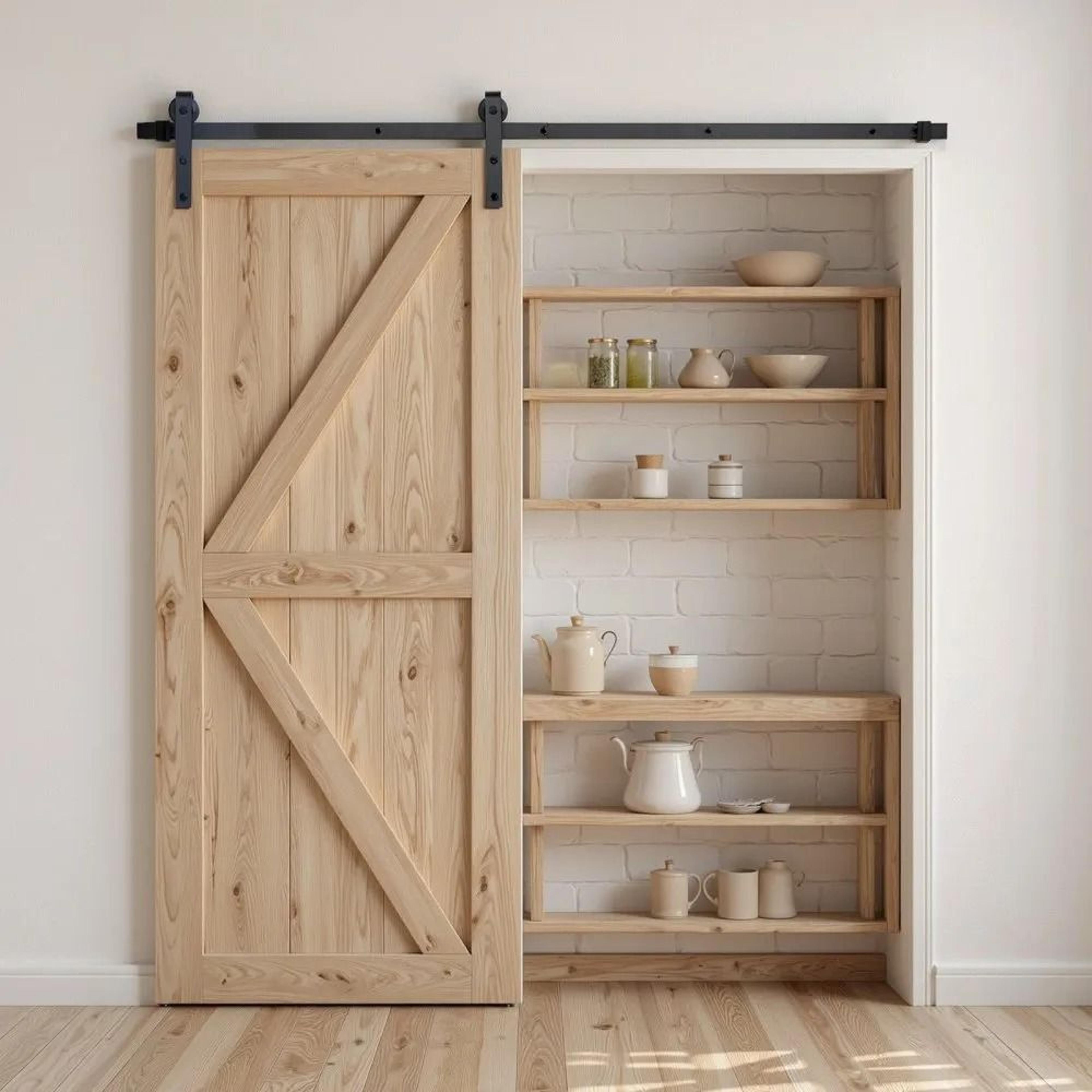 6FT Sliding Barn Door Hardware Kit With HeavyDuty Steel Track And JShape Rollers 6