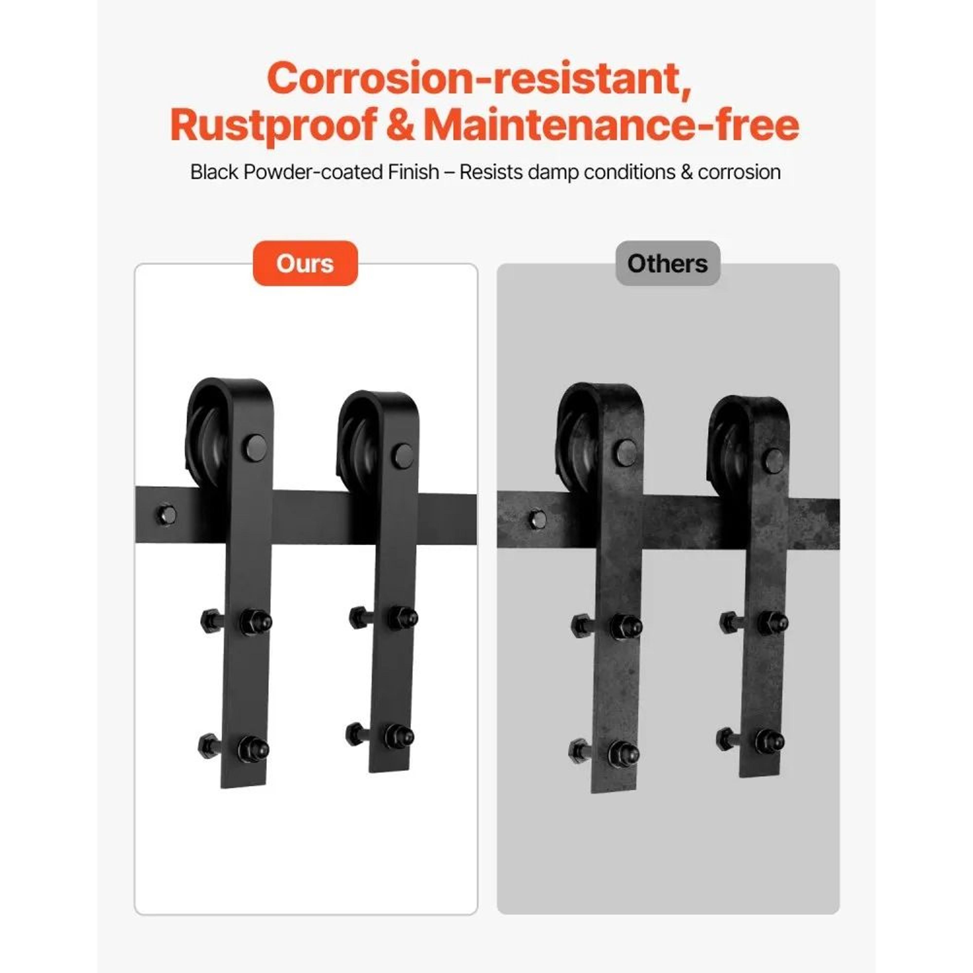 6FT Sliding Barn Door Hardware Kit With HeavyDuty Steel Track And JShape Rollers 4