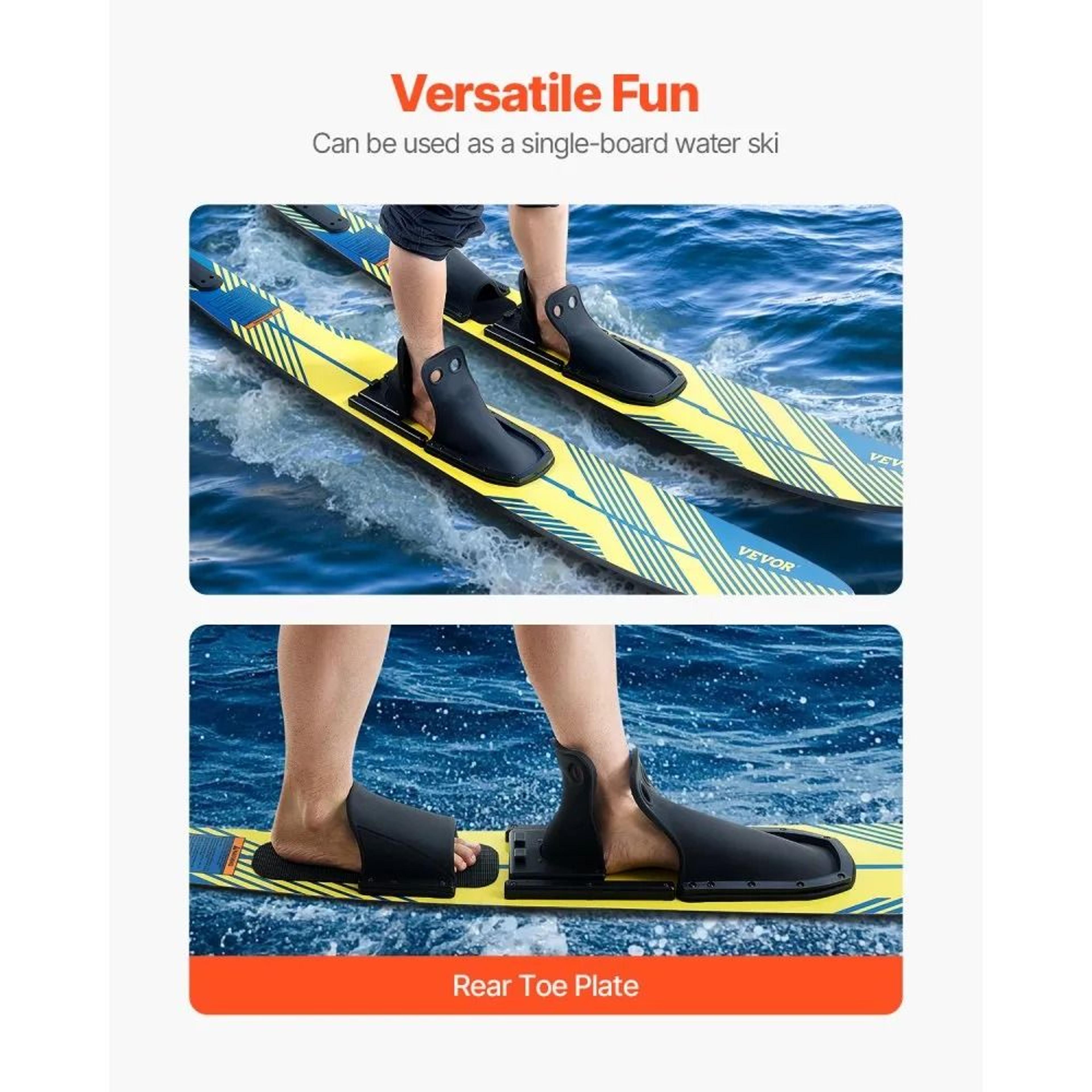 67Inch Adult Water Skis With Adjustable X9 Bindings And Padded Rear Toe Plate 4