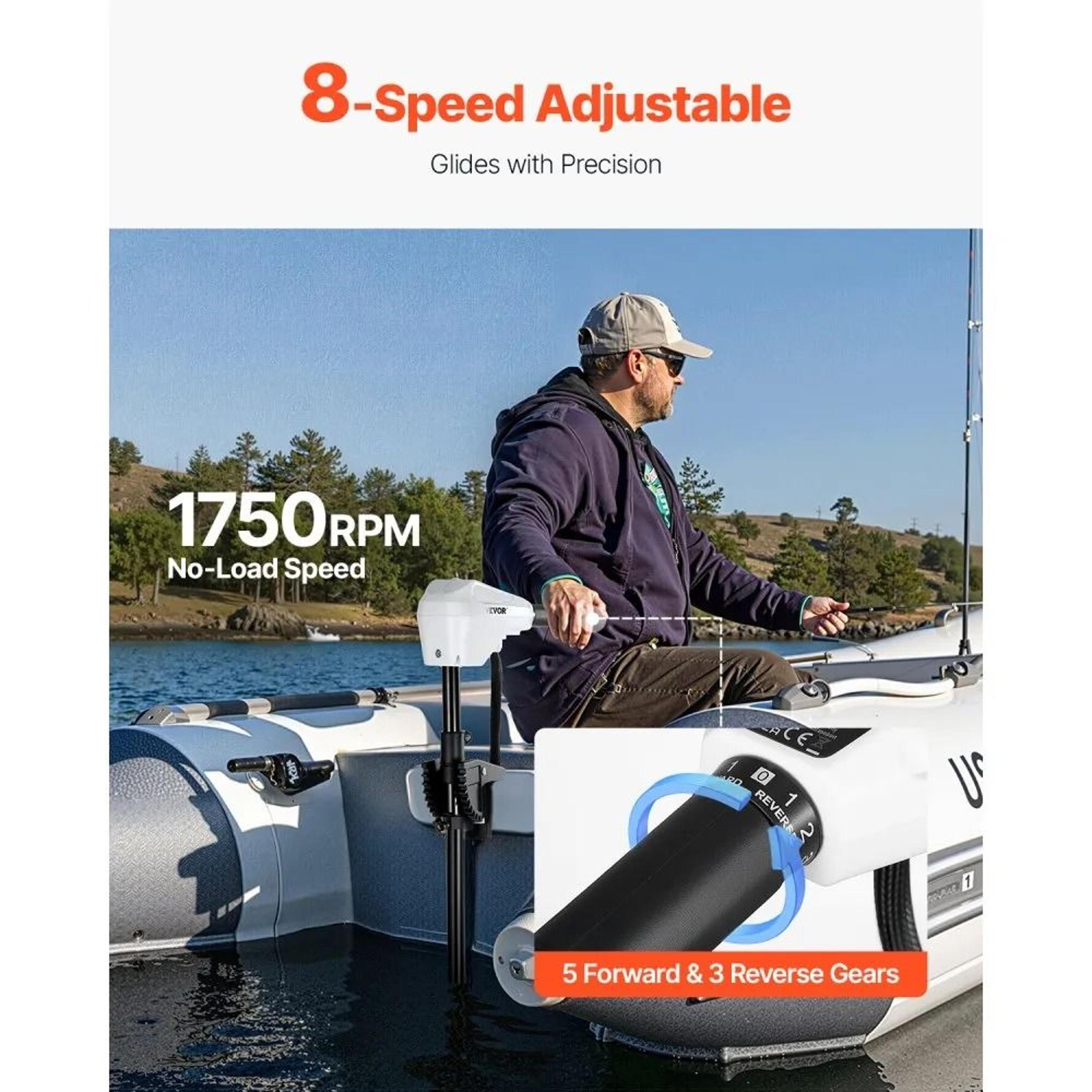 55 Lb Thrust Electric Trolling Motor 12V With 8 Speeds And 30Inch Shaft 2
