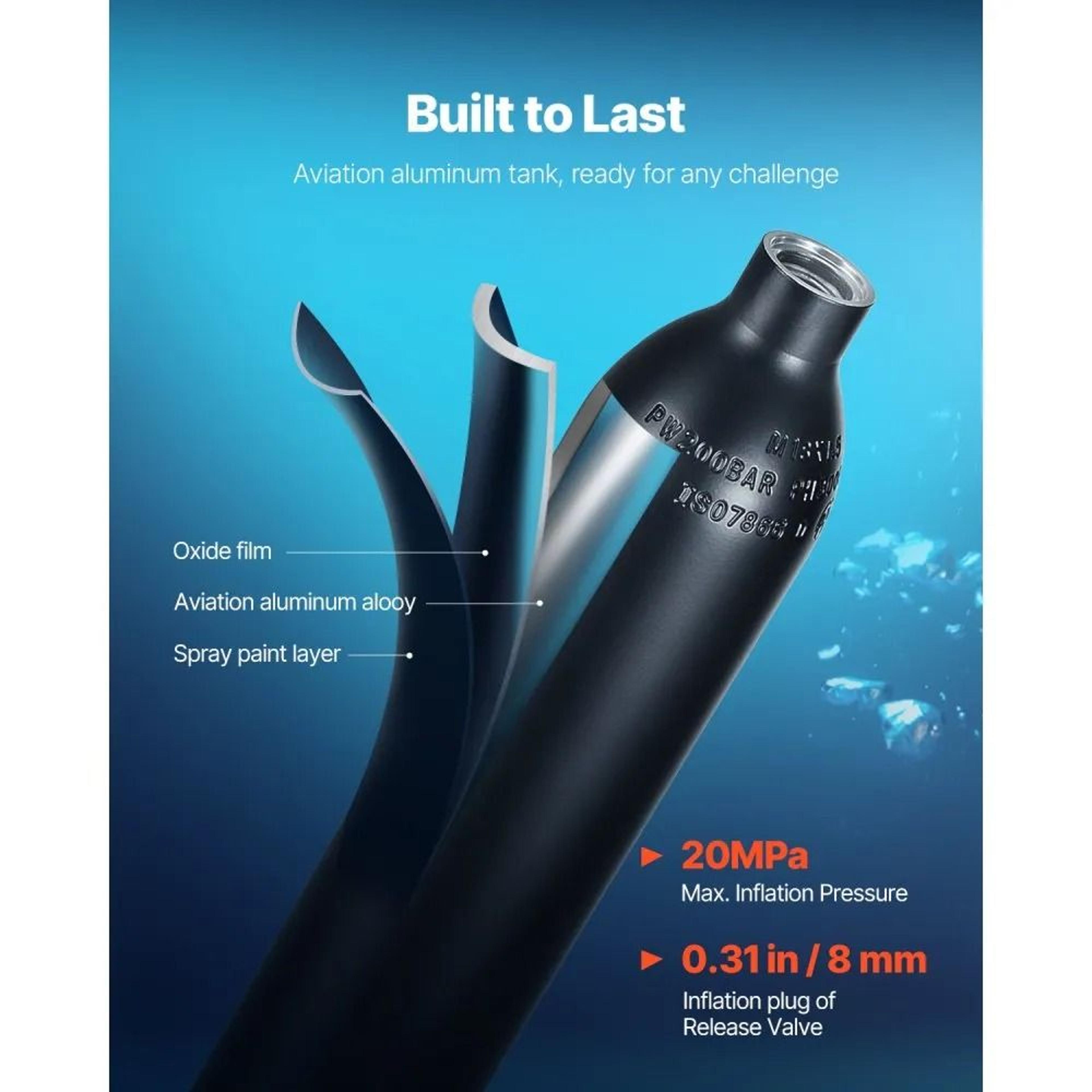 Portable 05L Scuba Diving Tank Kit With Manual Pump And Full View Mask 1