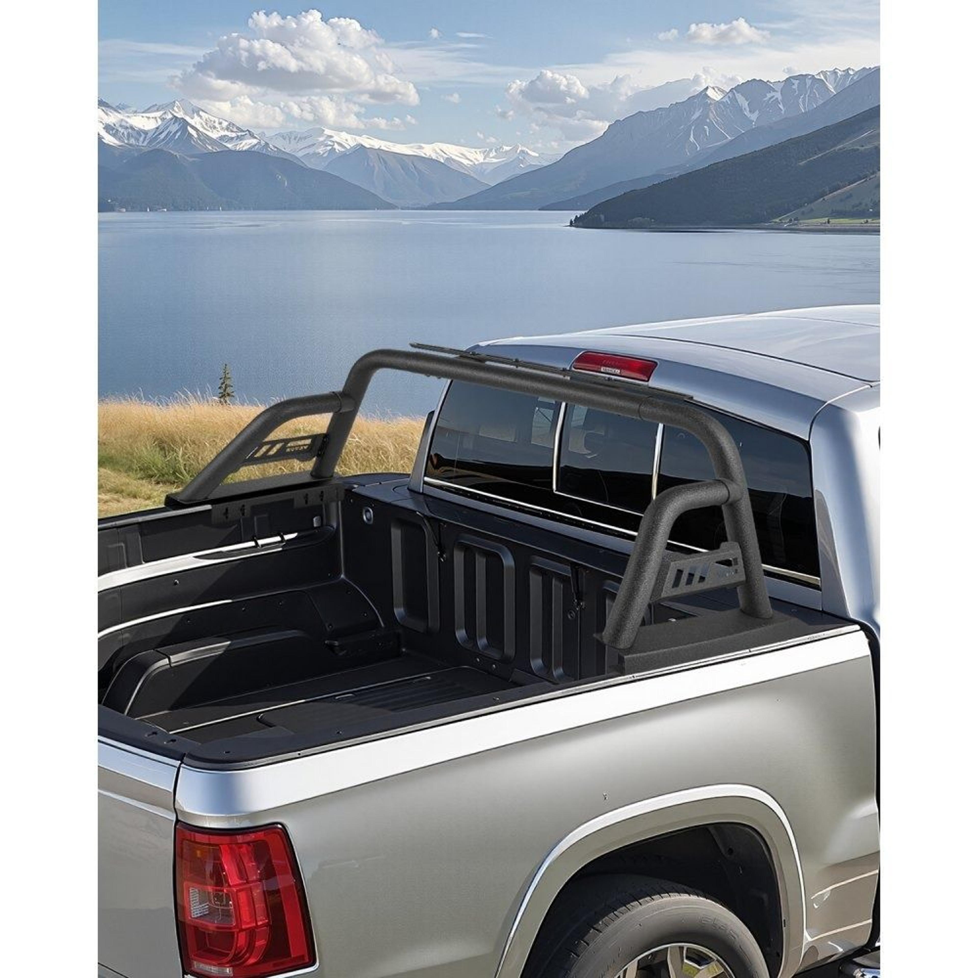 universal truck bed roll bar adjustable carbon steel pickup chase rack with light bracket