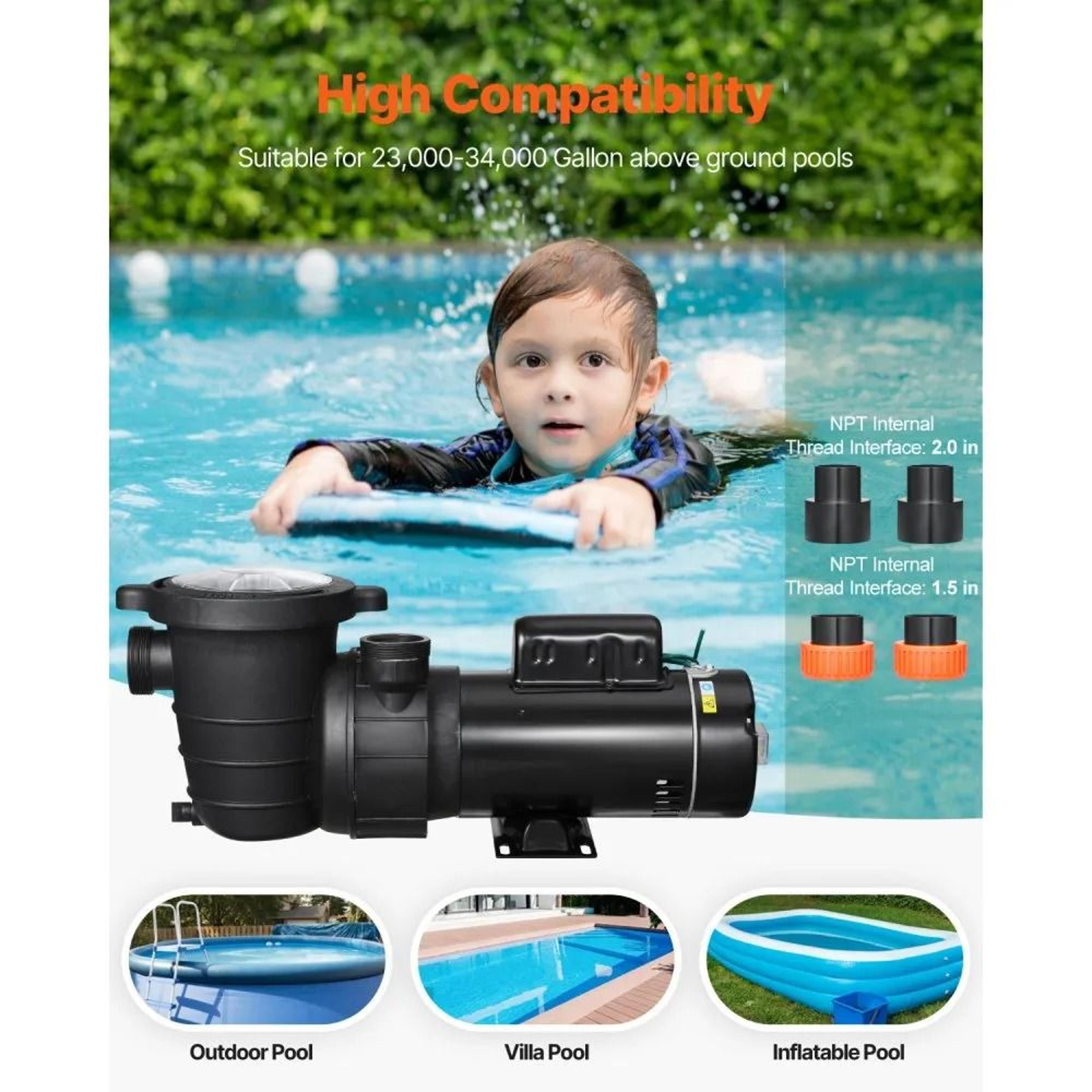 Dual Speed Above Ground Pool Pump With 15 HP Motor And Strainer Basket 5