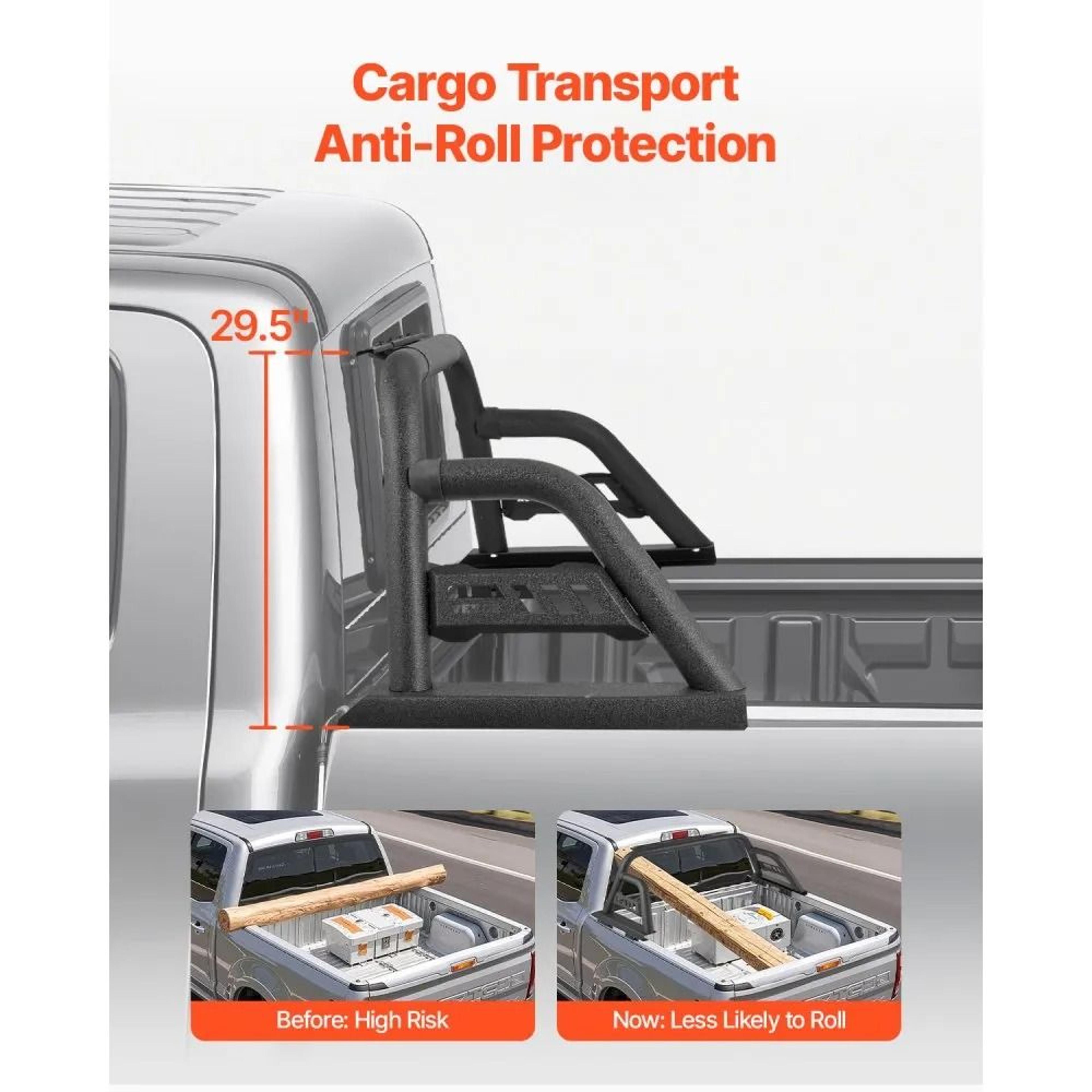 Adjustable Truck Bed Roll Bar For MidSize Pickup Trucks With Light Mounting Bracket 3