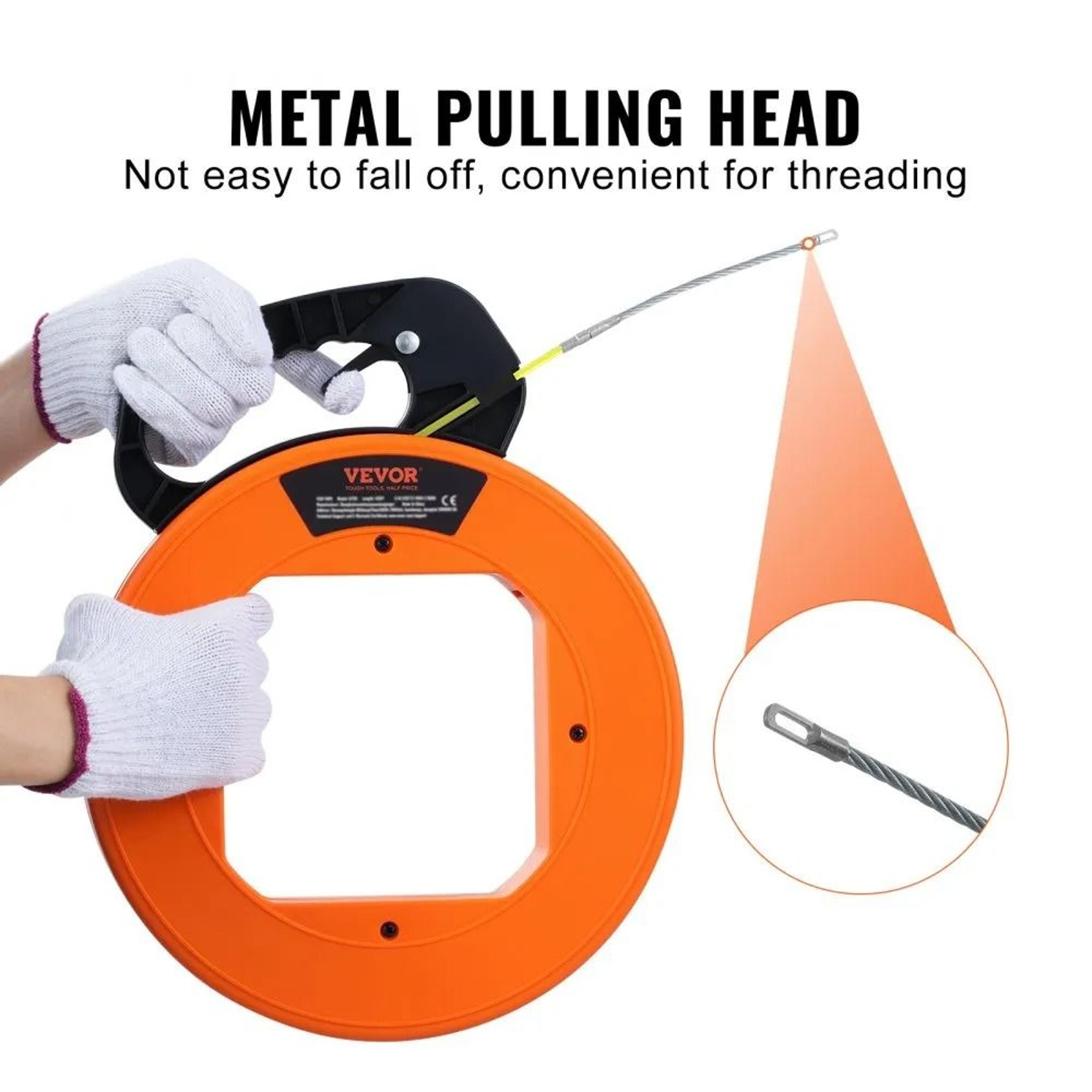 100 Ft Fiberglass Fish Tape Wire Puller With NonConductive Cable Guide 4