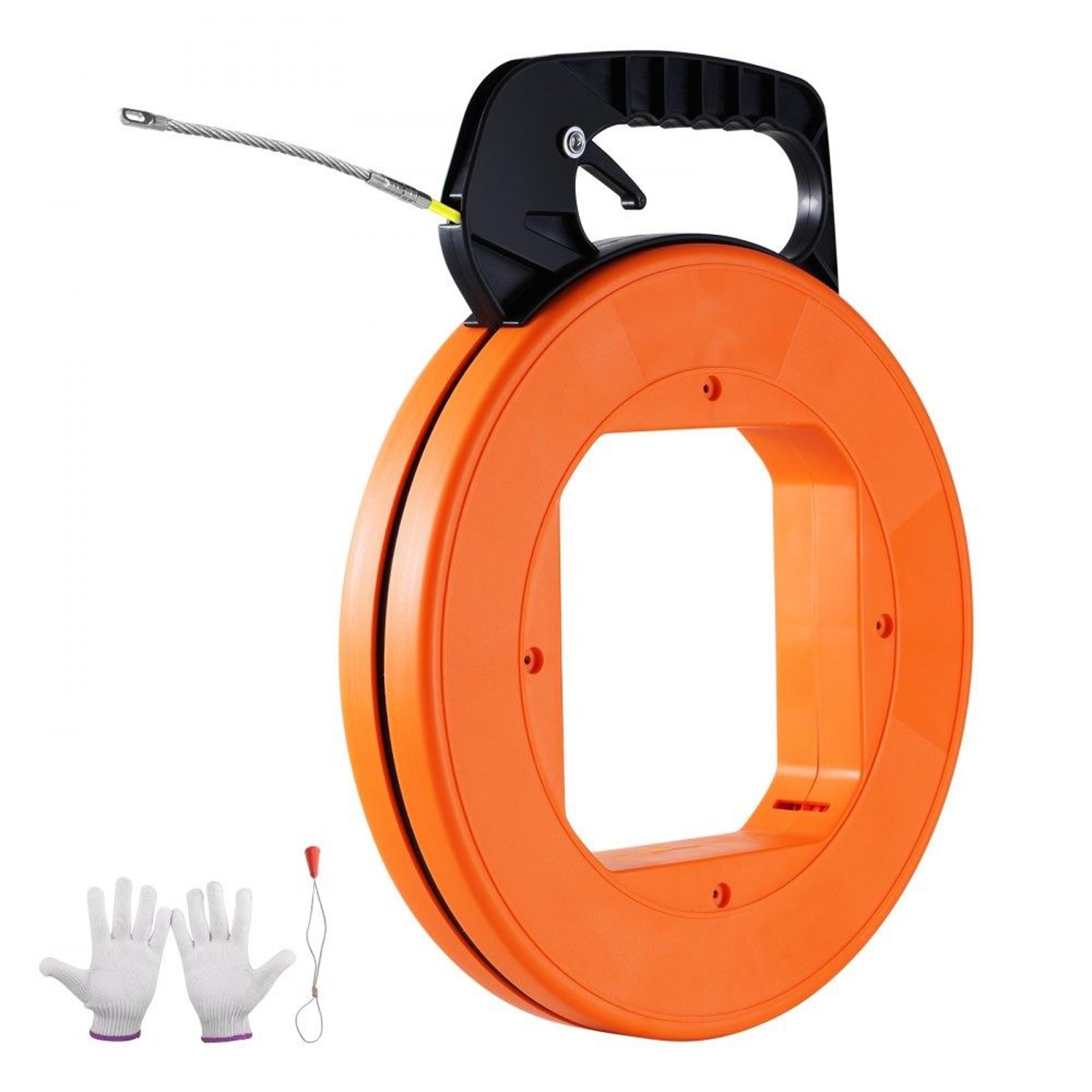 100 ft fiberglass fish tape wire puller with non-conductive cable guide