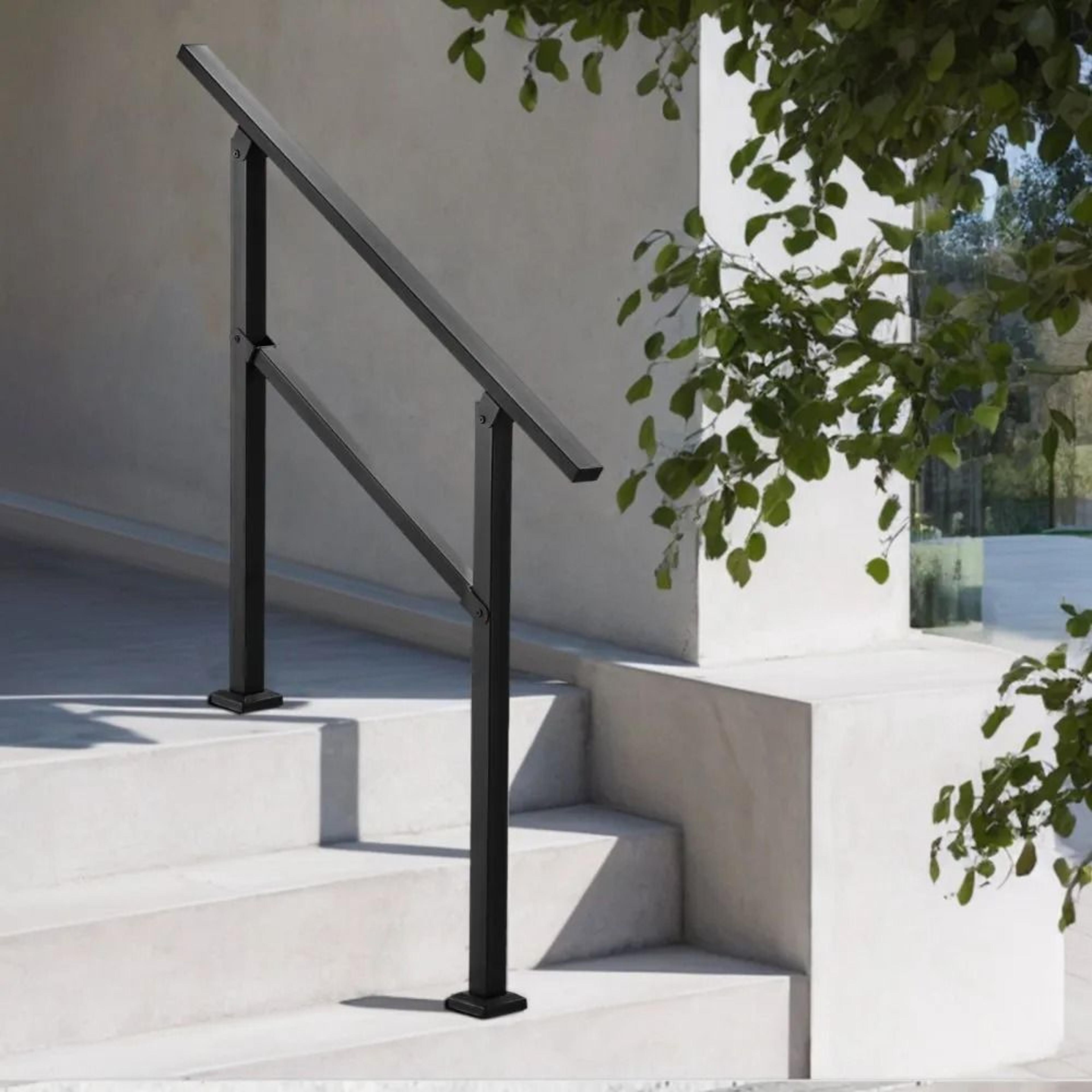 Outdoor Handrails For 23 Steps Adjustable Carbon Steel Stair Railing Kit 6