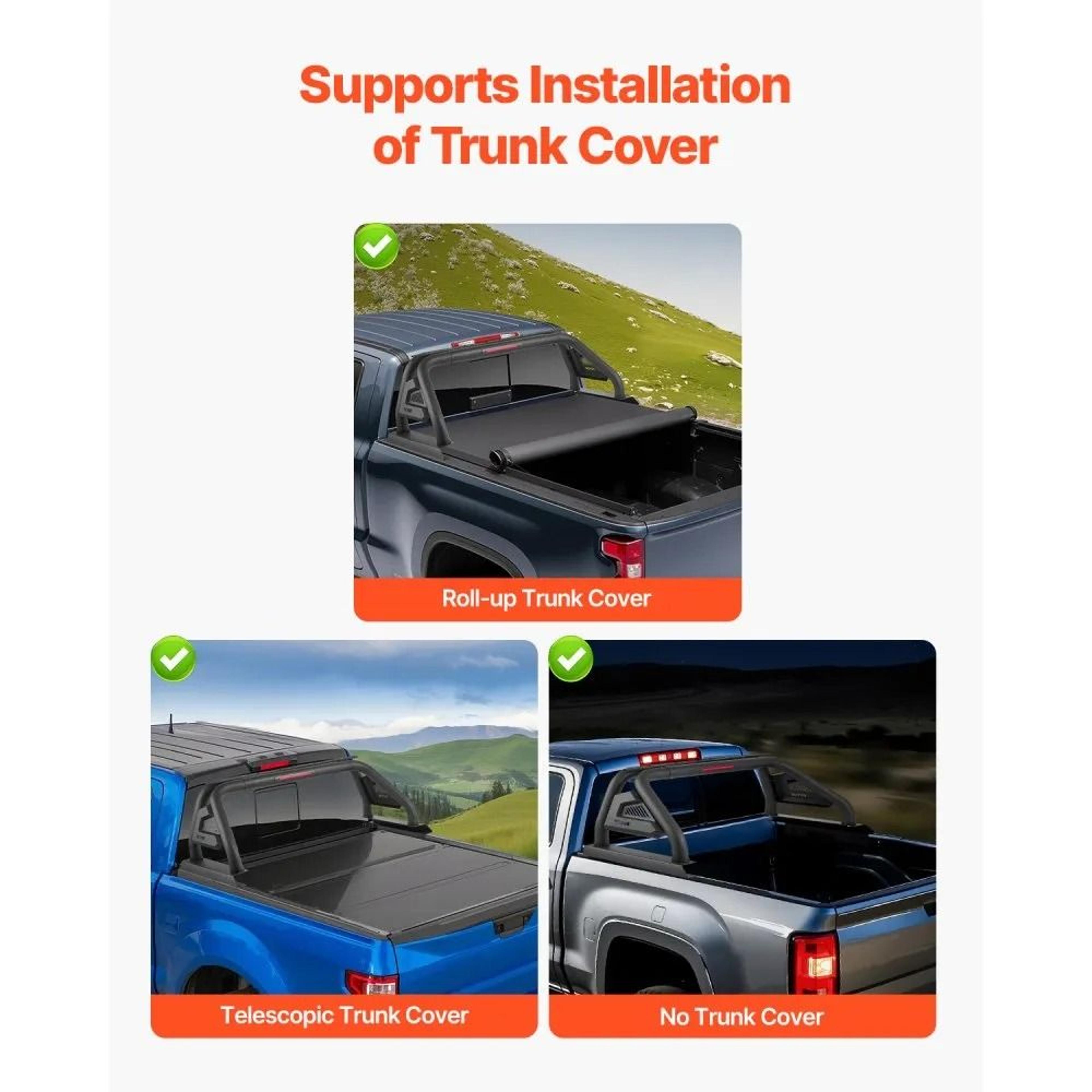 Adjustable Truck Bed Roll Bar With LED Brake Light And Carbon Steel Construction 5