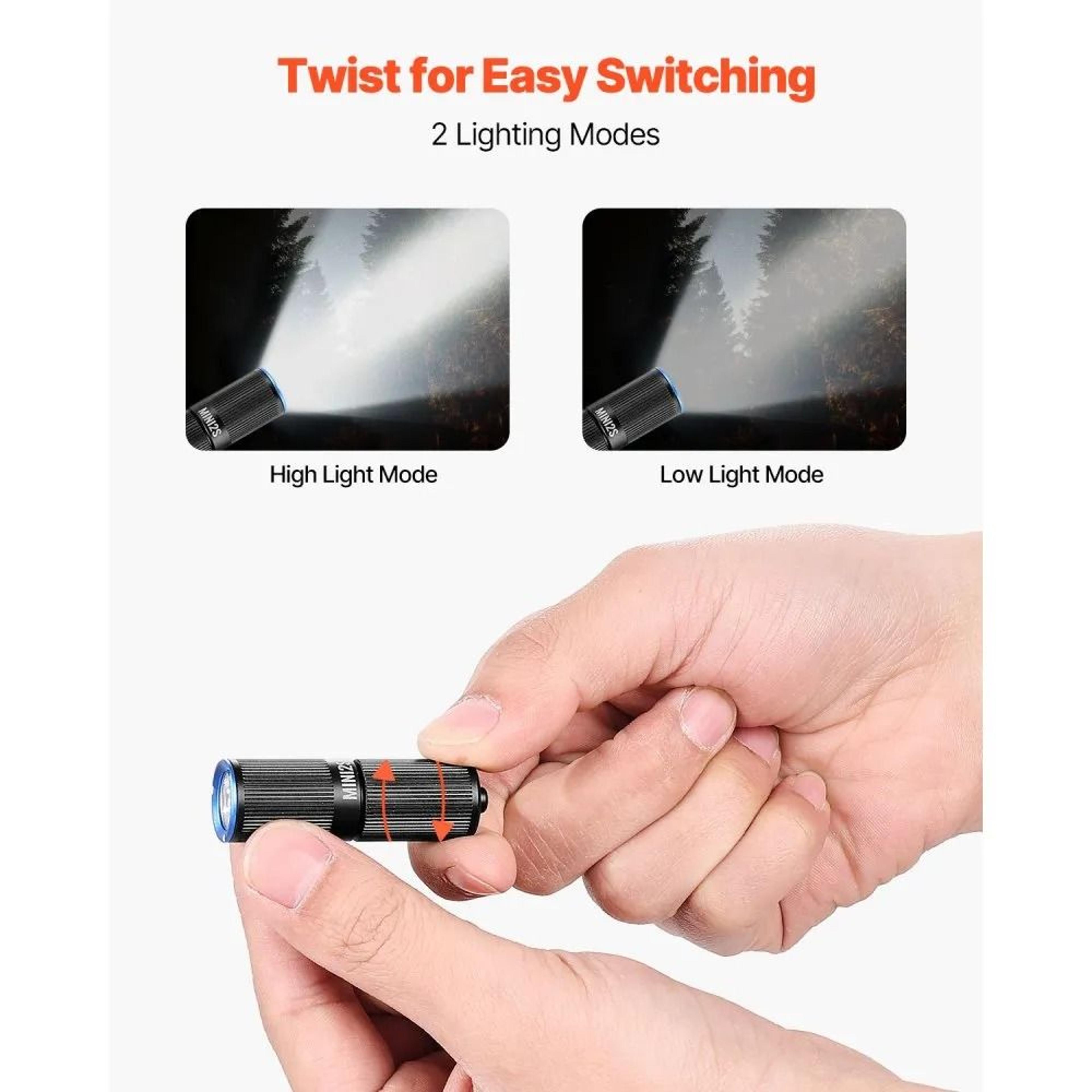 Rechargeable Keychain Flashlight 200 Lumens Mini LED Pocket Light With 2 Modes 3