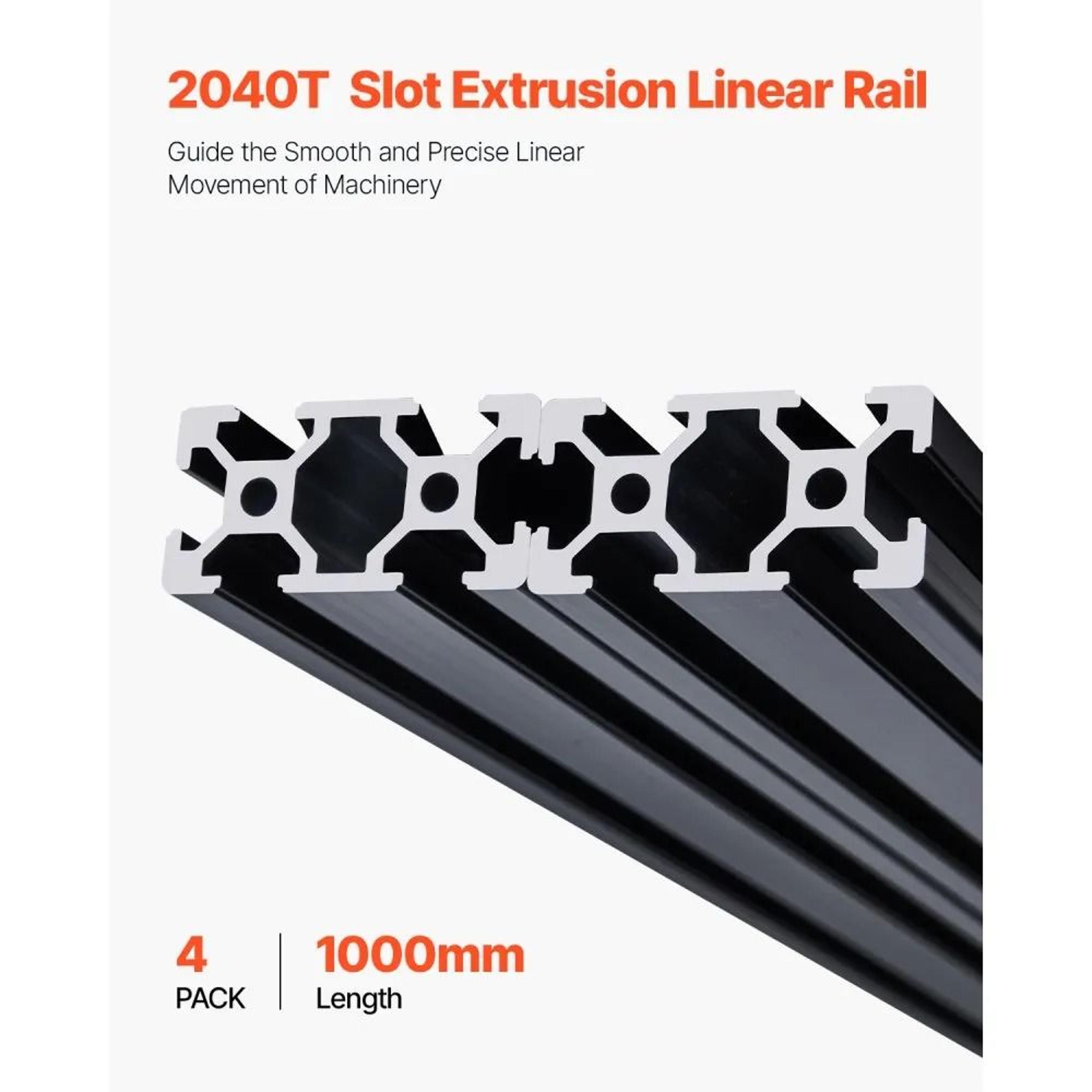 4PCS 2040 Aluminum Extrusion TSlot Rails 394Inch Black Anodized Profiles 4