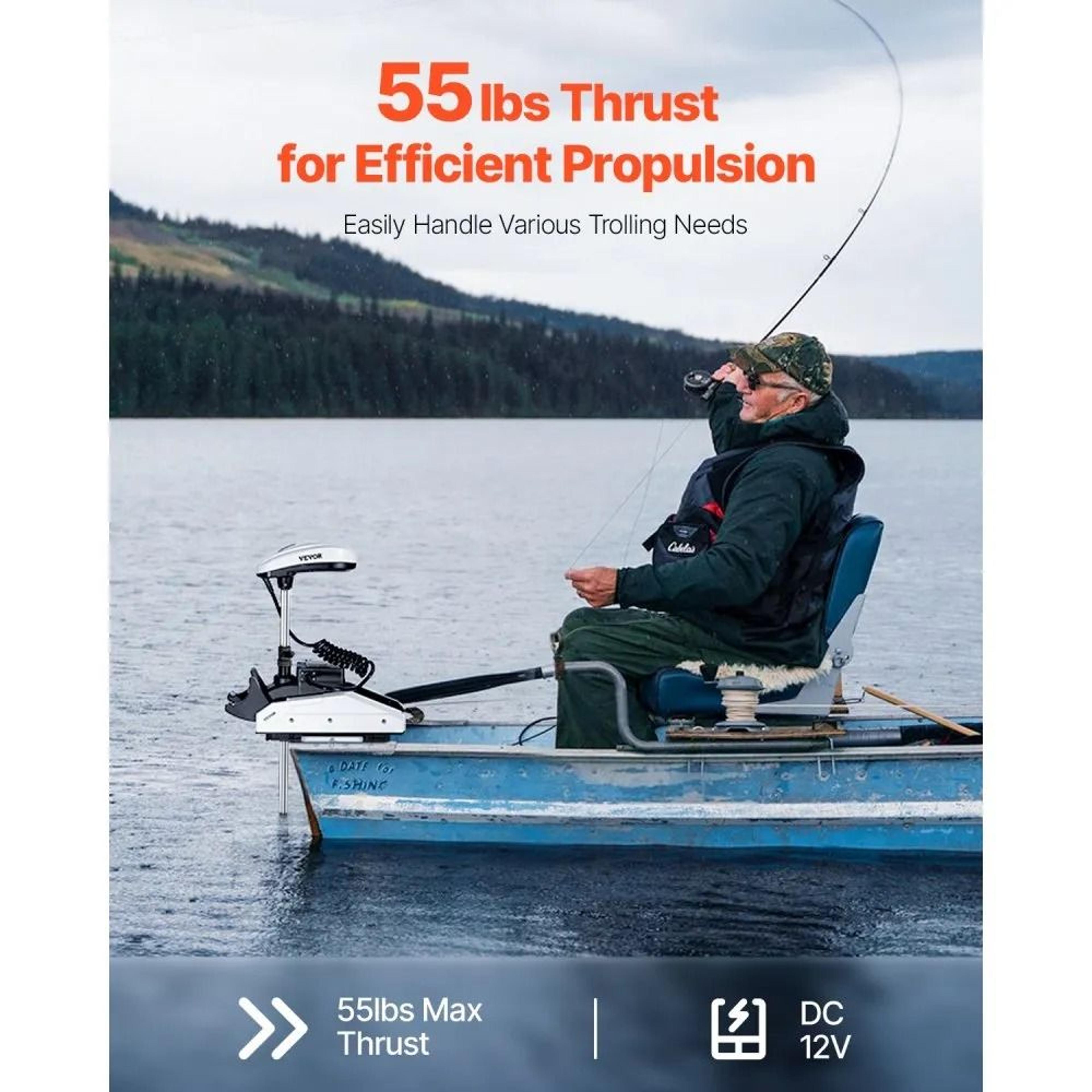 55 Lb Thrust Electric Trolling Motor With GPS 12V Bow Mount And 54Inch Shaft 1
