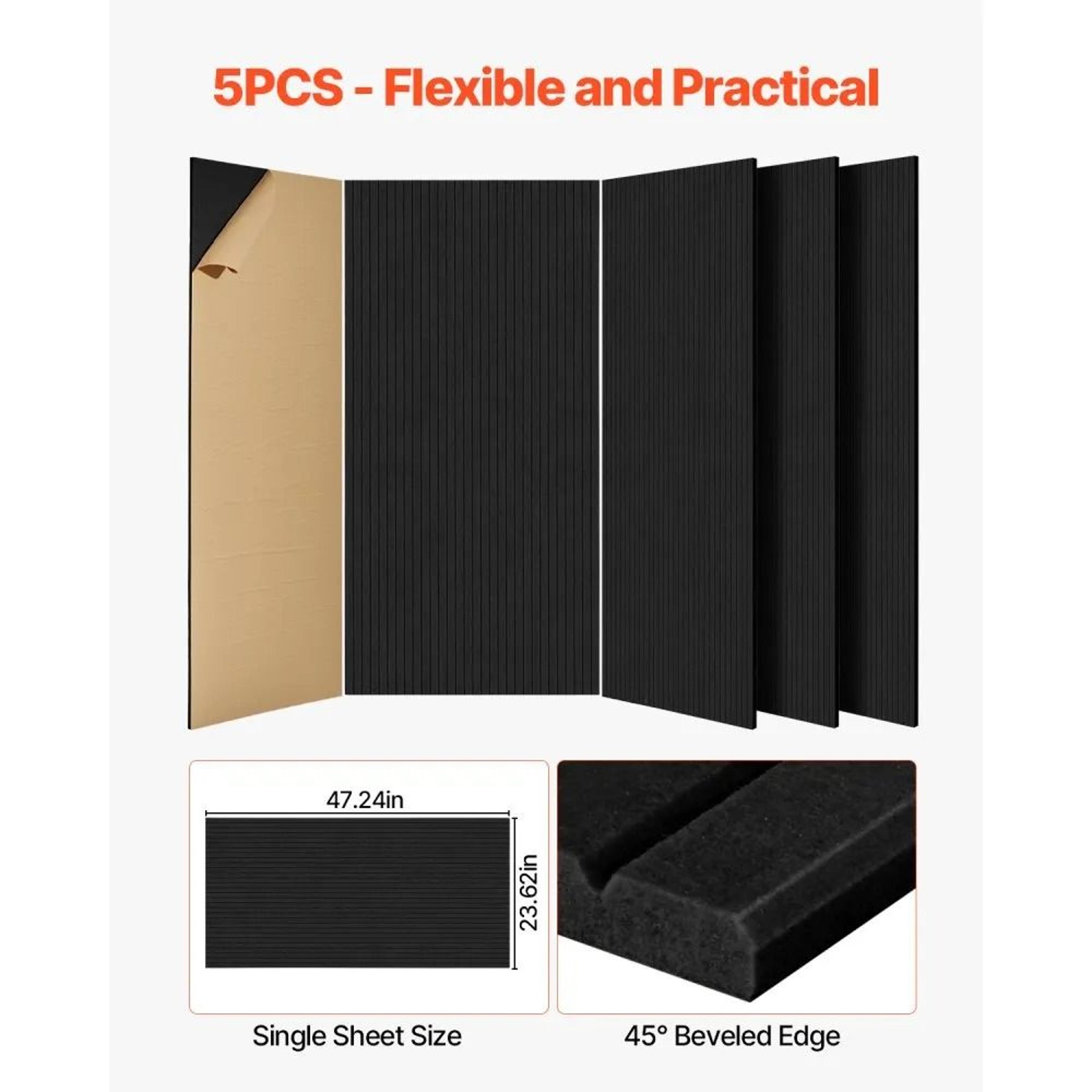 5 Pack SelfAdhesive Acoustic Wall Panels HighDensity Polyester Sound Absorbing Panels 2