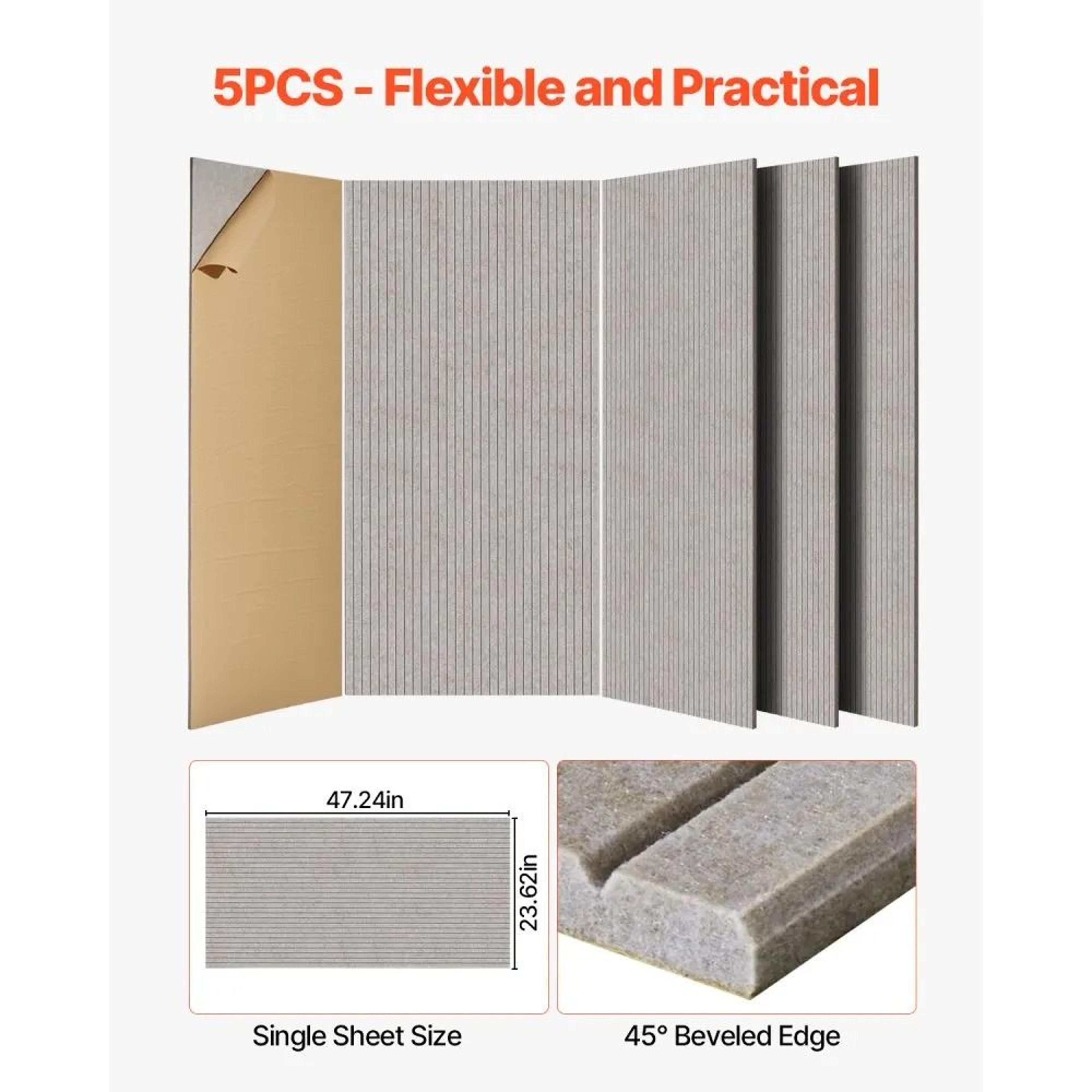 5Piece SelfAdhesive Acoustic Wall Panels 472 X 236 Inches 1