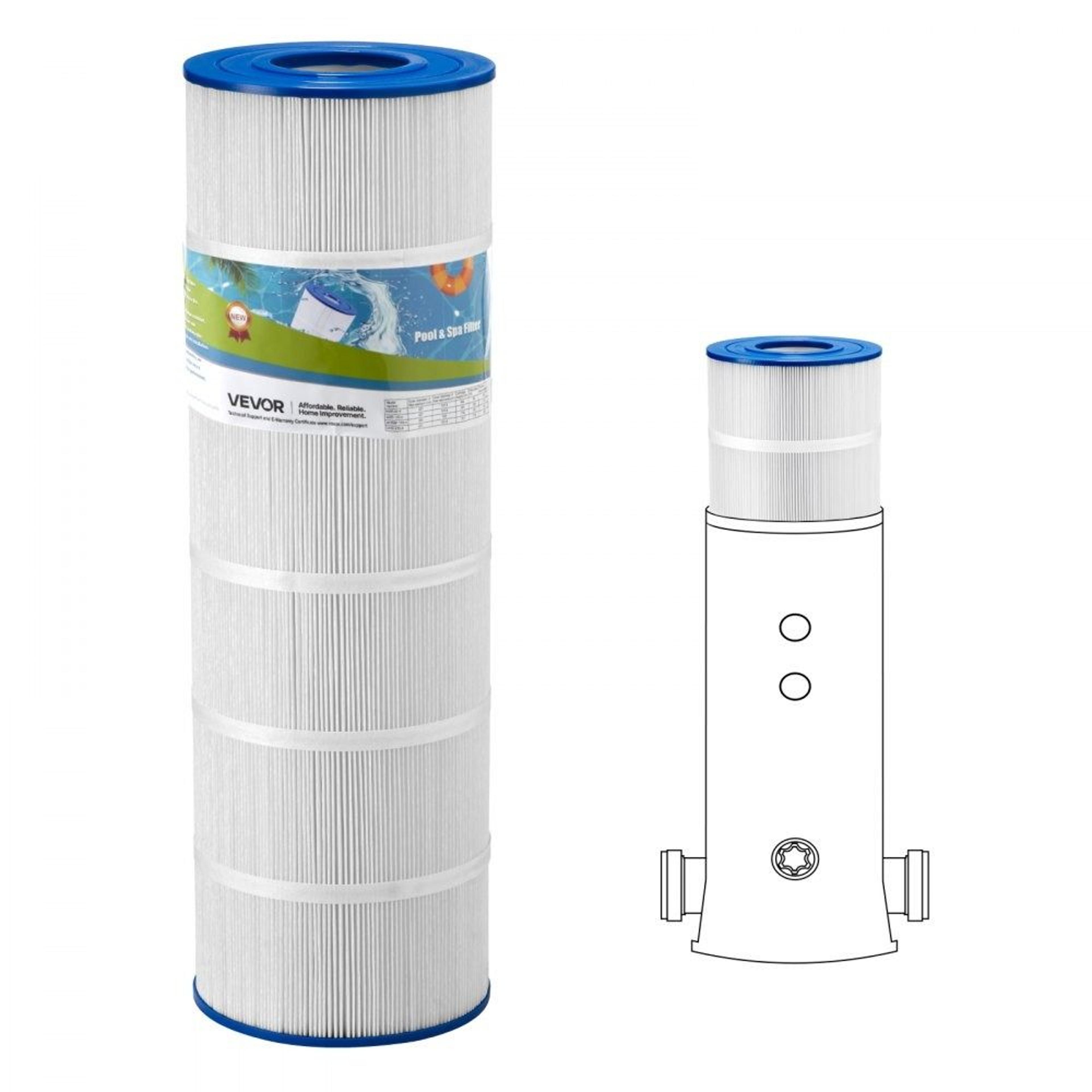 pool filter cartridge replacement 175 sq. ft with trilobal pleated filtration