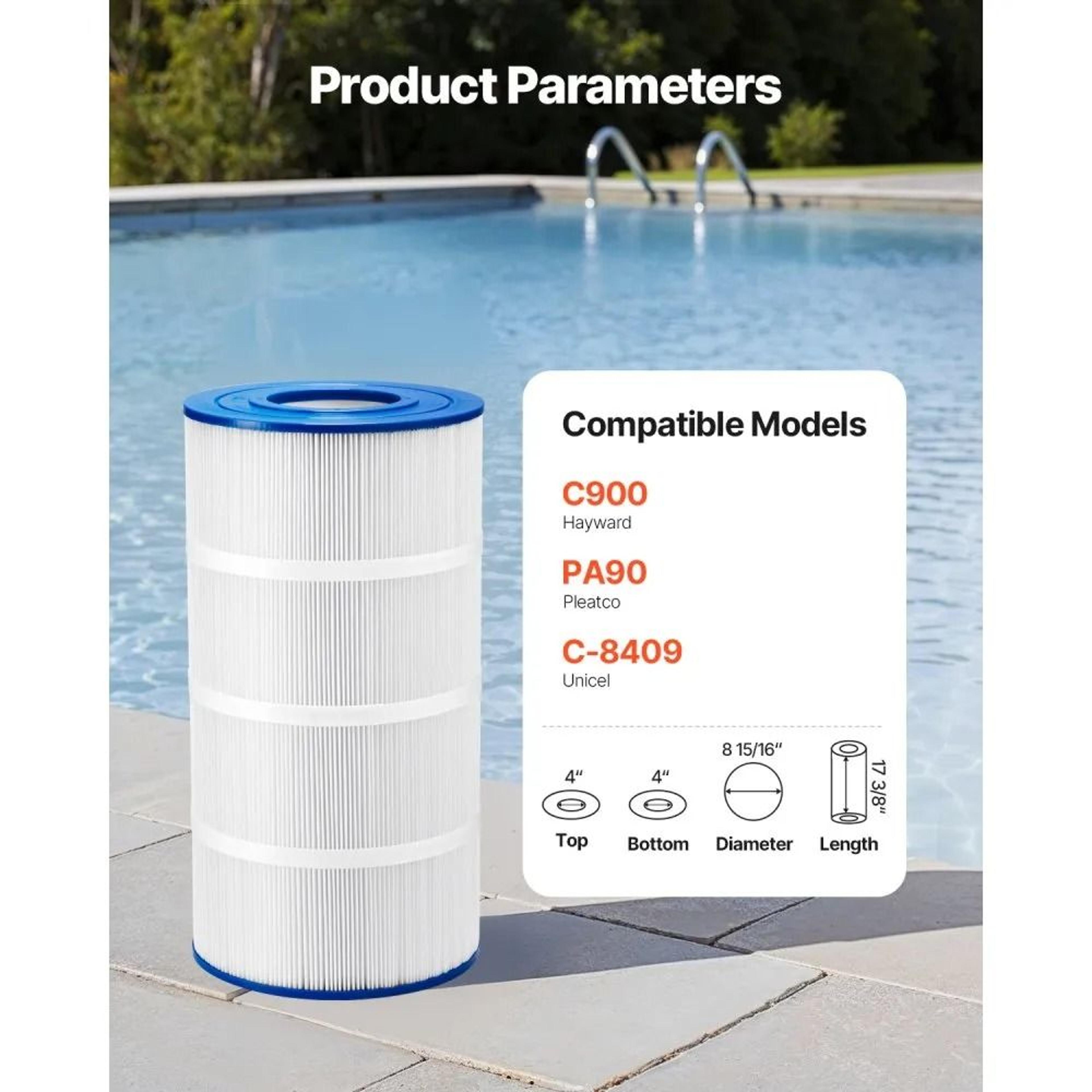 Pool Filter Cartridge Replacement 90 Sq Ft With Trilobal Pleated Filtration 4