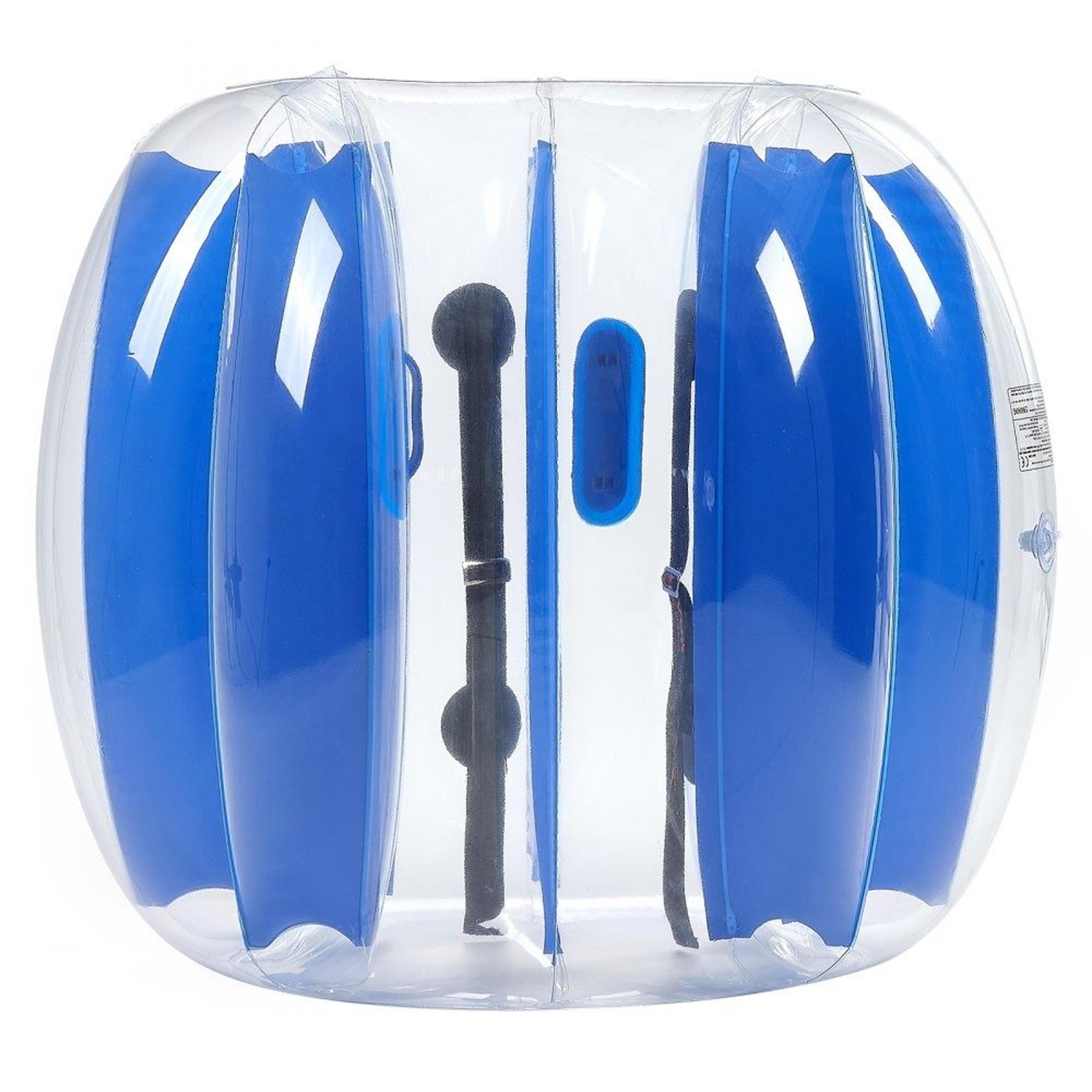 inflatable bumper ball with blue stripes for outdoor games and family fun