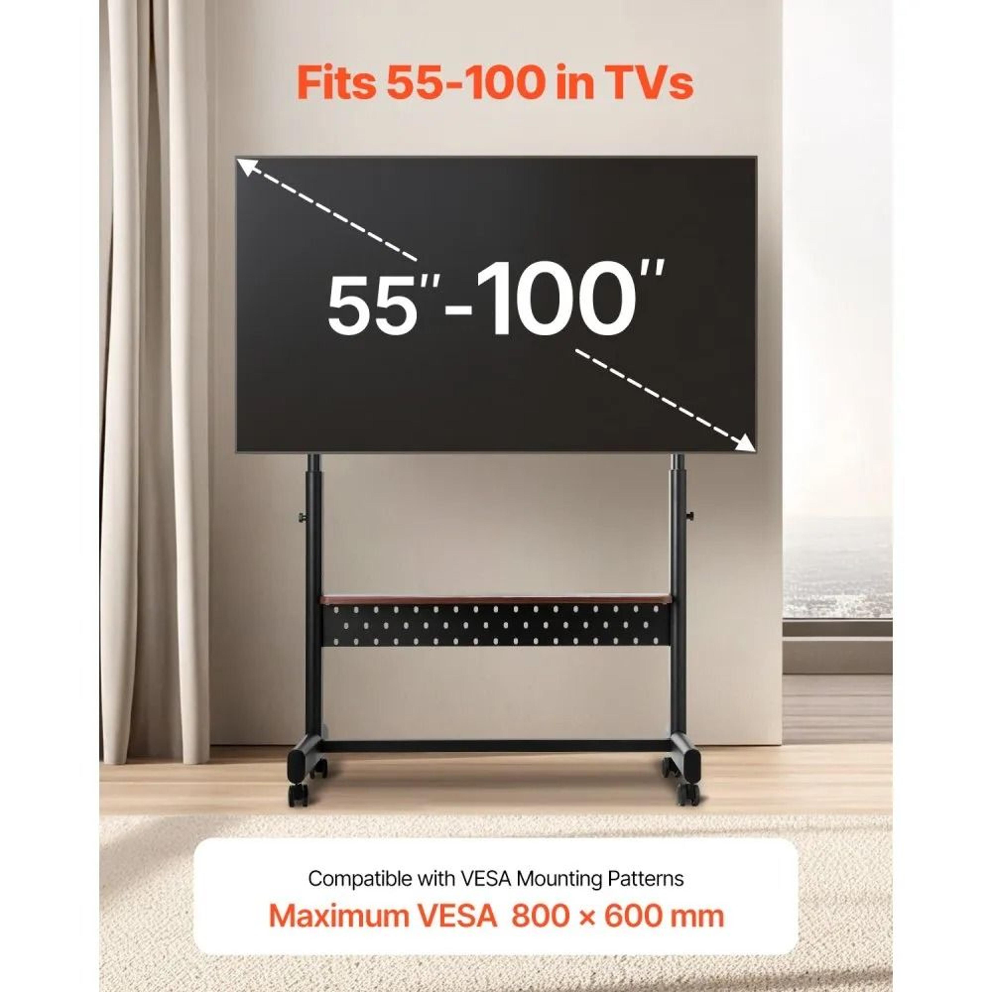 Rolling TV Stand For 55100 Inch TVs With Adjustable Height And Mobile Wheels 1