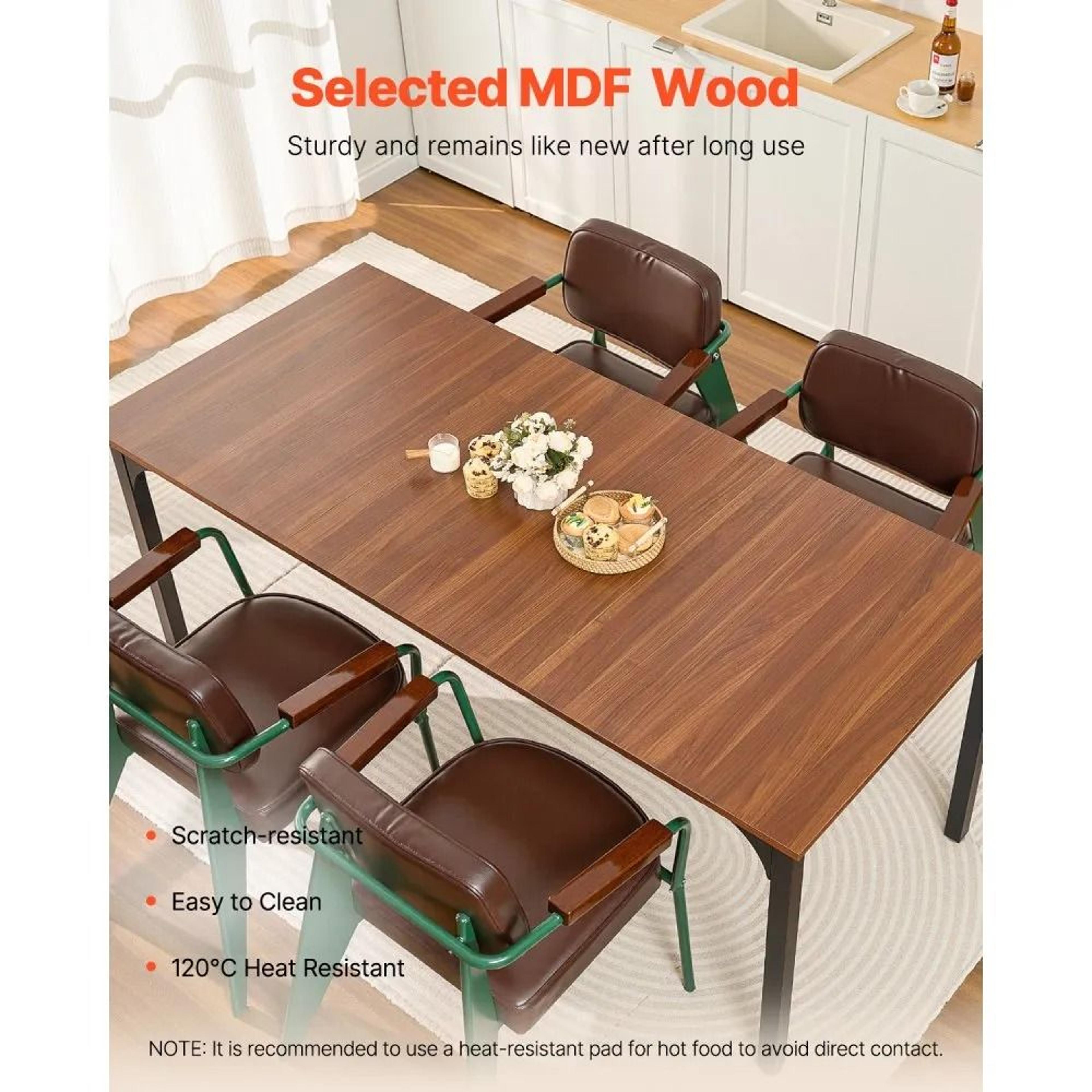 71Inch Rectangular Farmhouse Dining Table For 68 People With Metal Legs 1