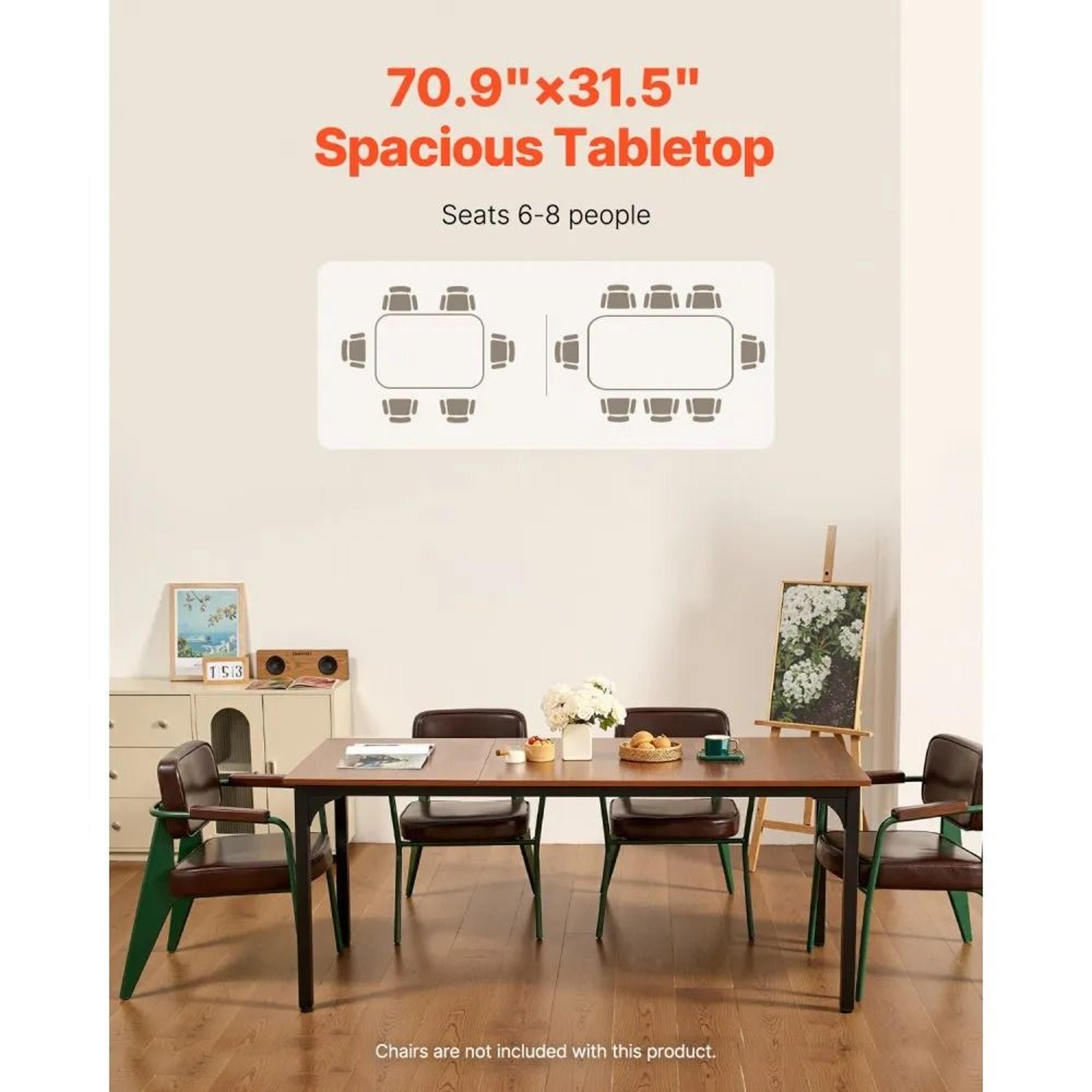 71Inch Rectangular Farmhouse Dining Table For 68 People With Metal Legs 3