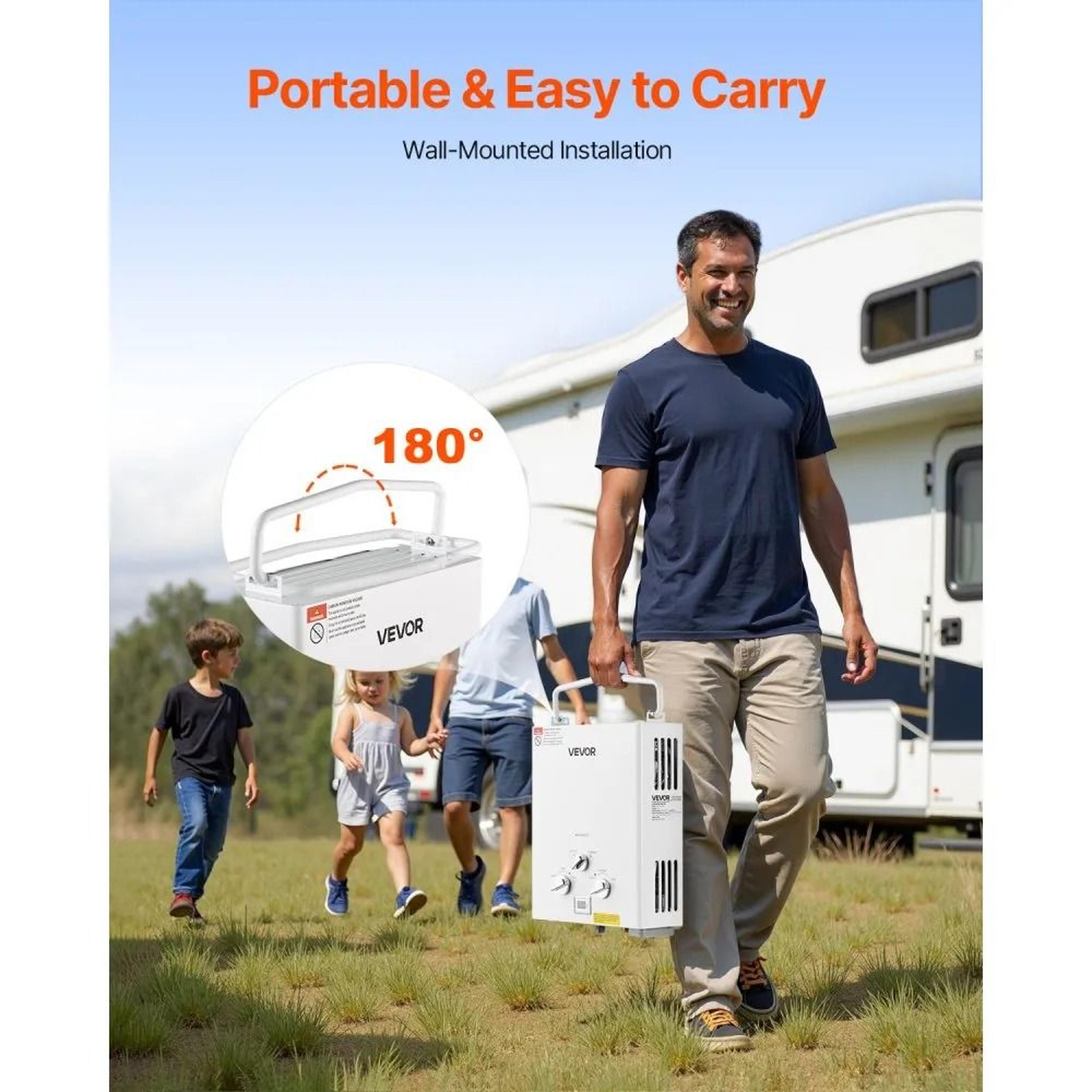 Portable Propane Tankless Water Heater 5L 34000 BTU With Water Pump For Camping 3