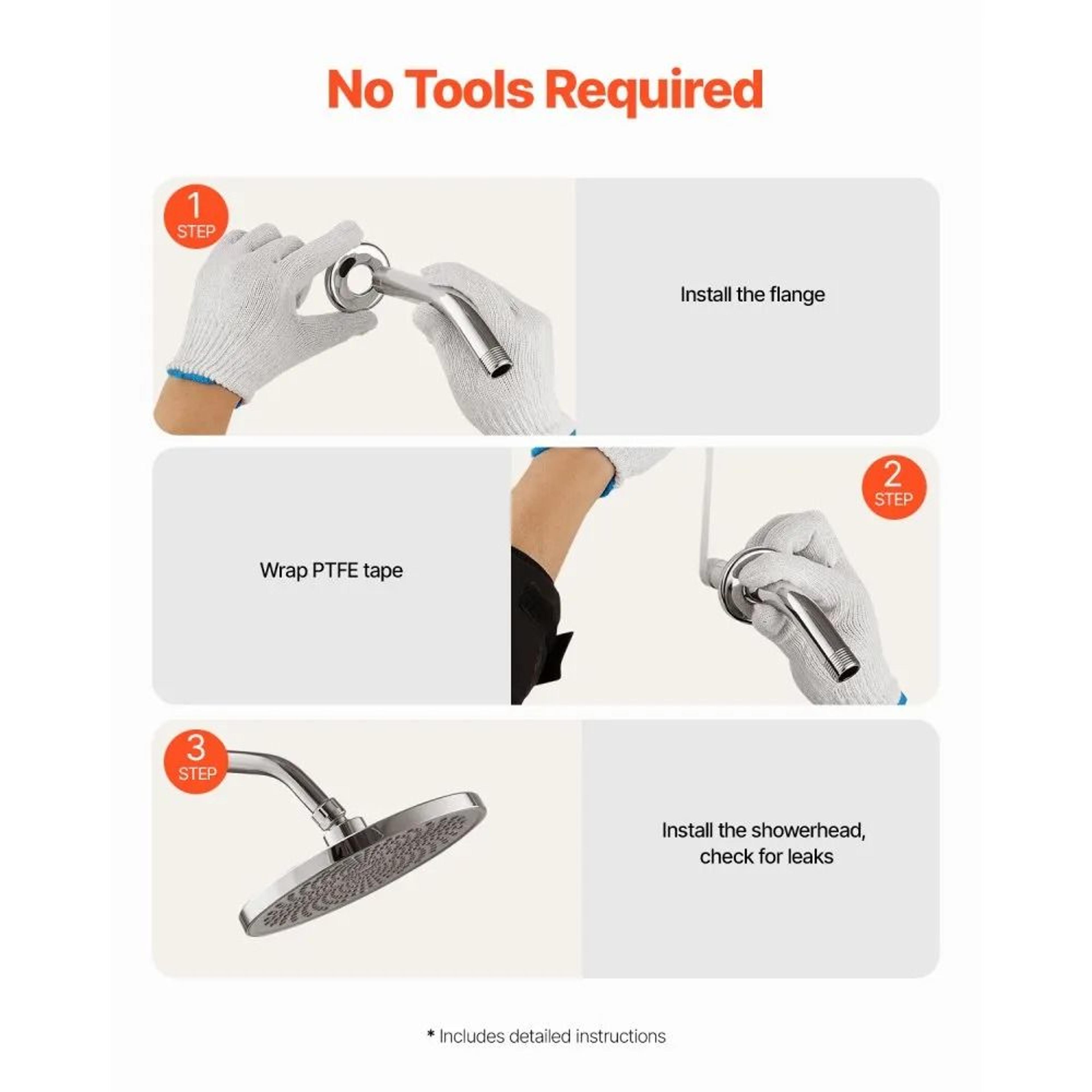 6Inch Stainless Steel Shower Arm Extension With Flange And Chrome Finish 6