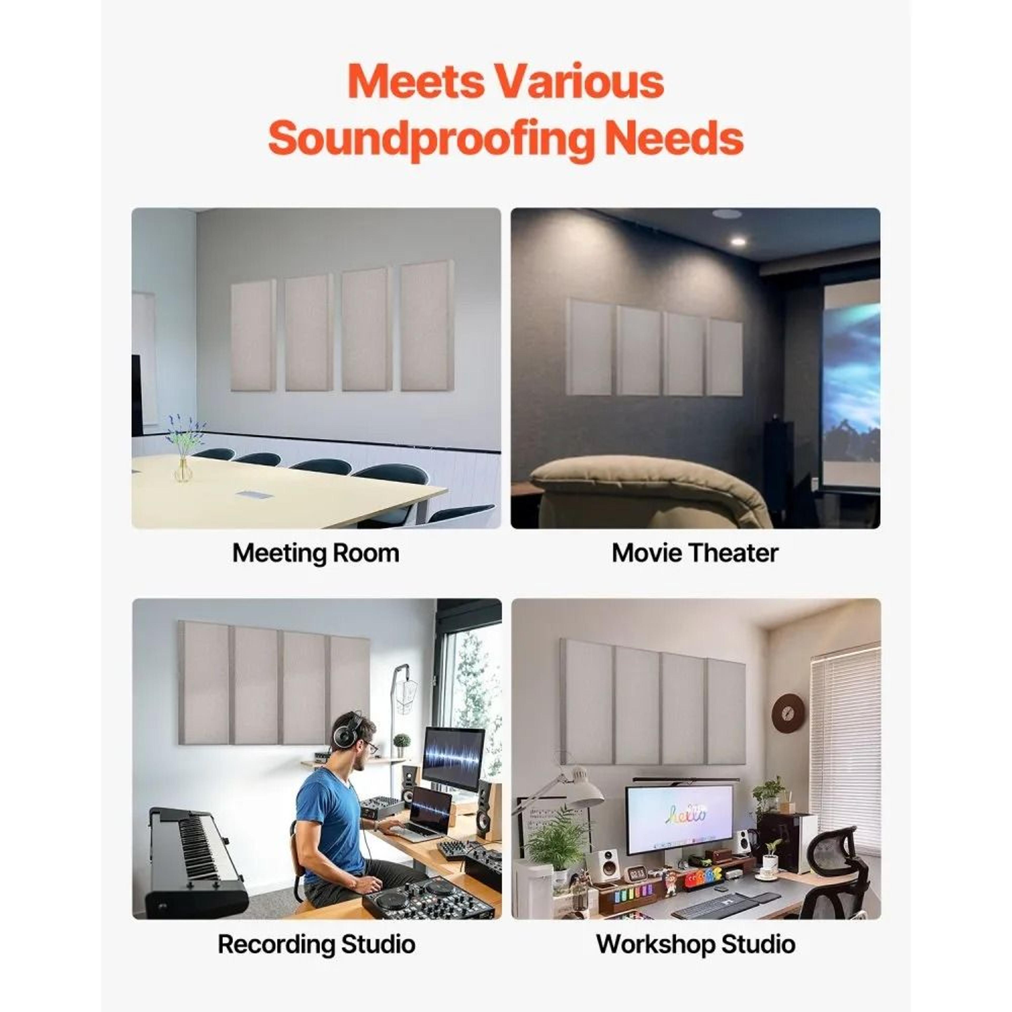 4Pack Acoustic Sound Absorbing Panels With SelfAdhesive Backing 2Inch Thick Camel 2