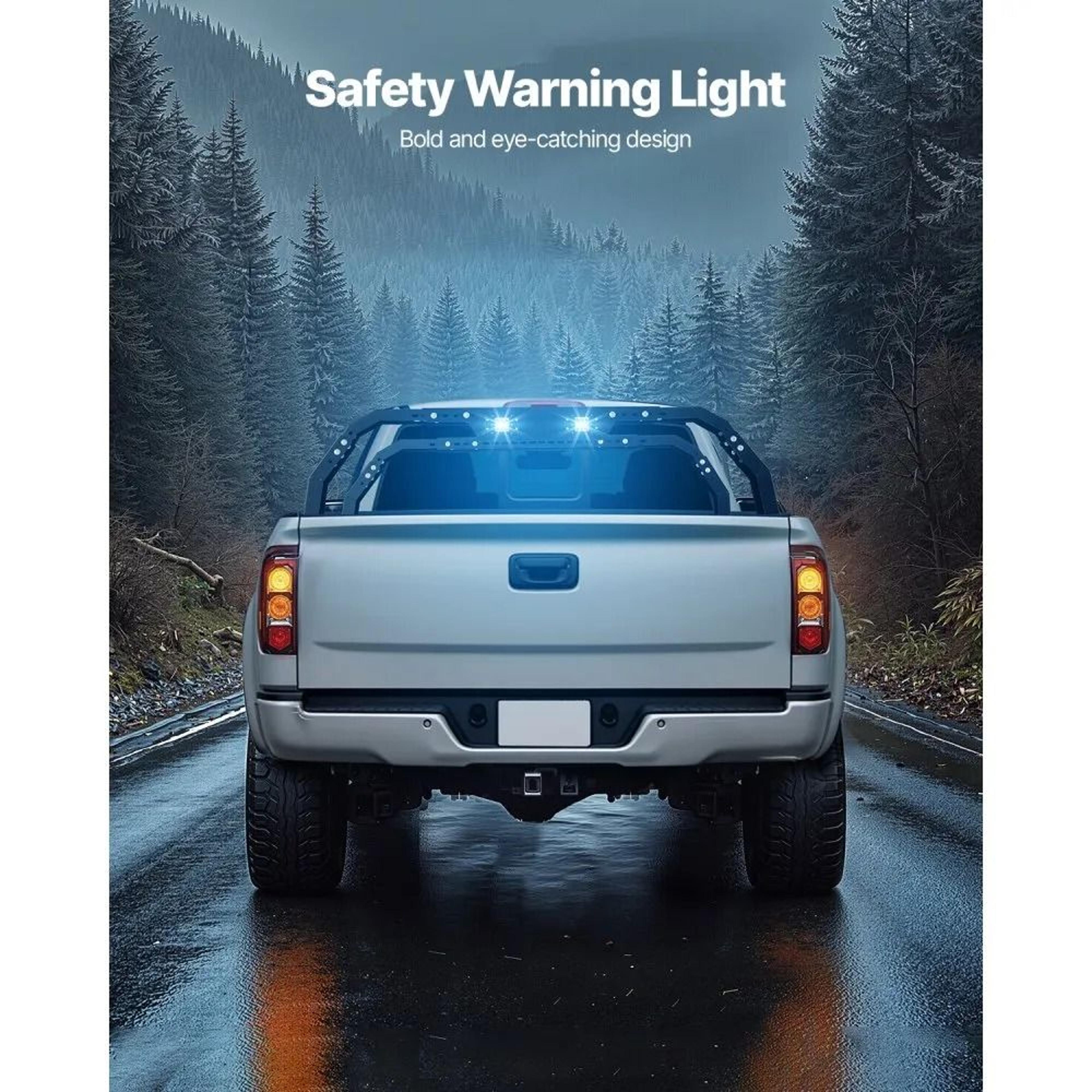 Adjustable Overland Truck Bed Rack With LED Warning Lights And 900LB Capacity 3